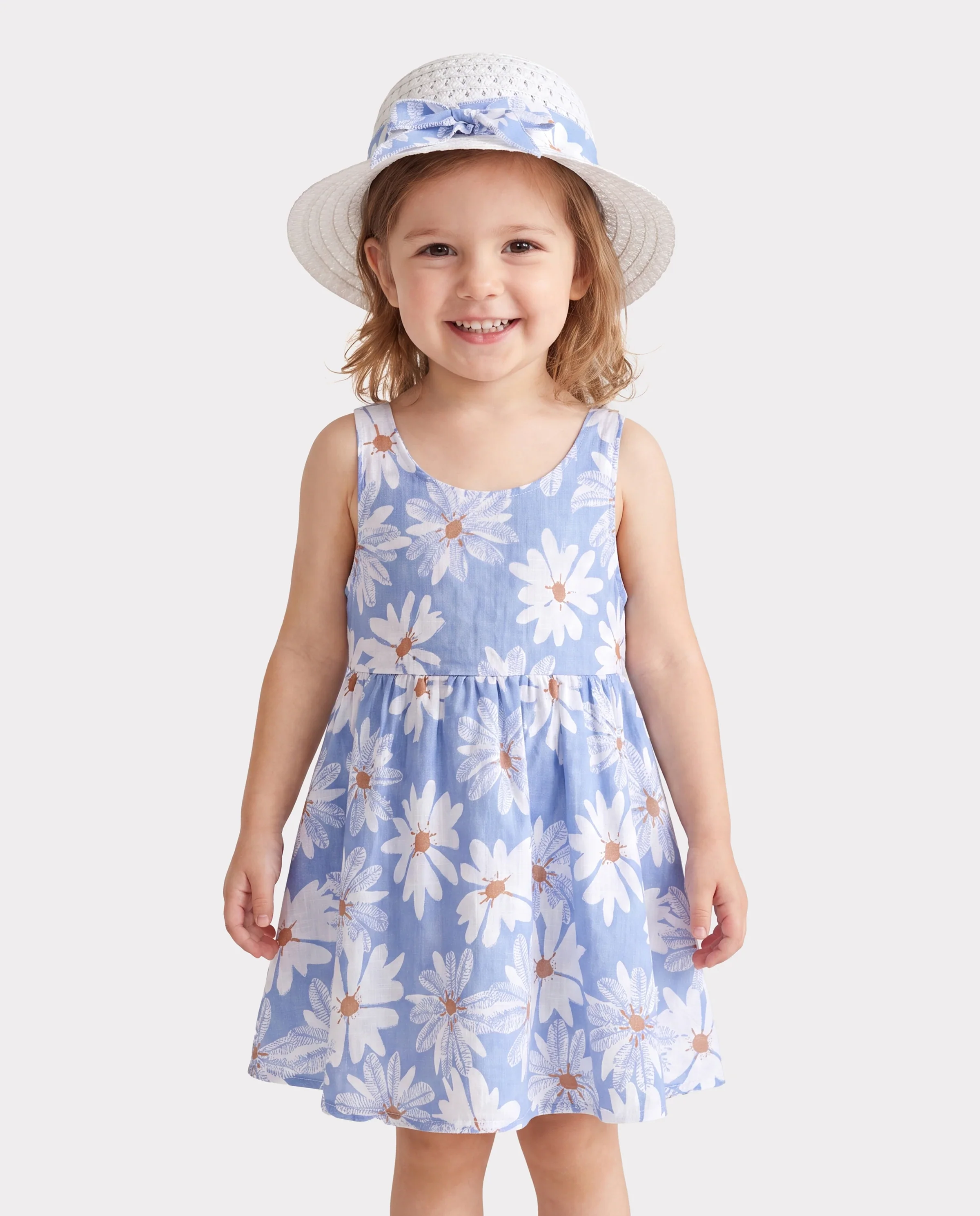 2pcs Baby Girl Little Daisy Bowknot Dress Set Blue - Image 3
