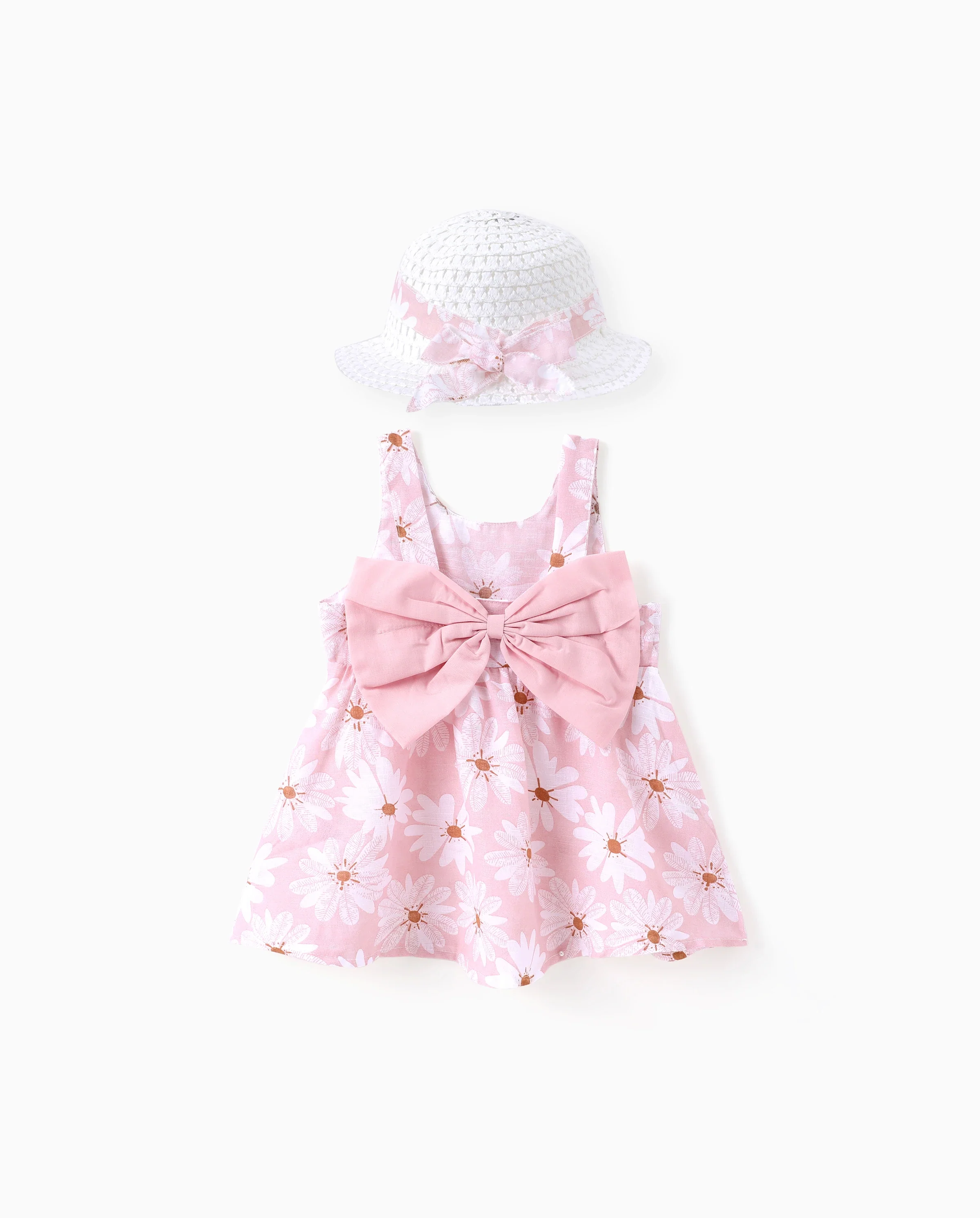 2pcs Baby Girl Little Daisy Bowknot Dress Set Pink - Image 5