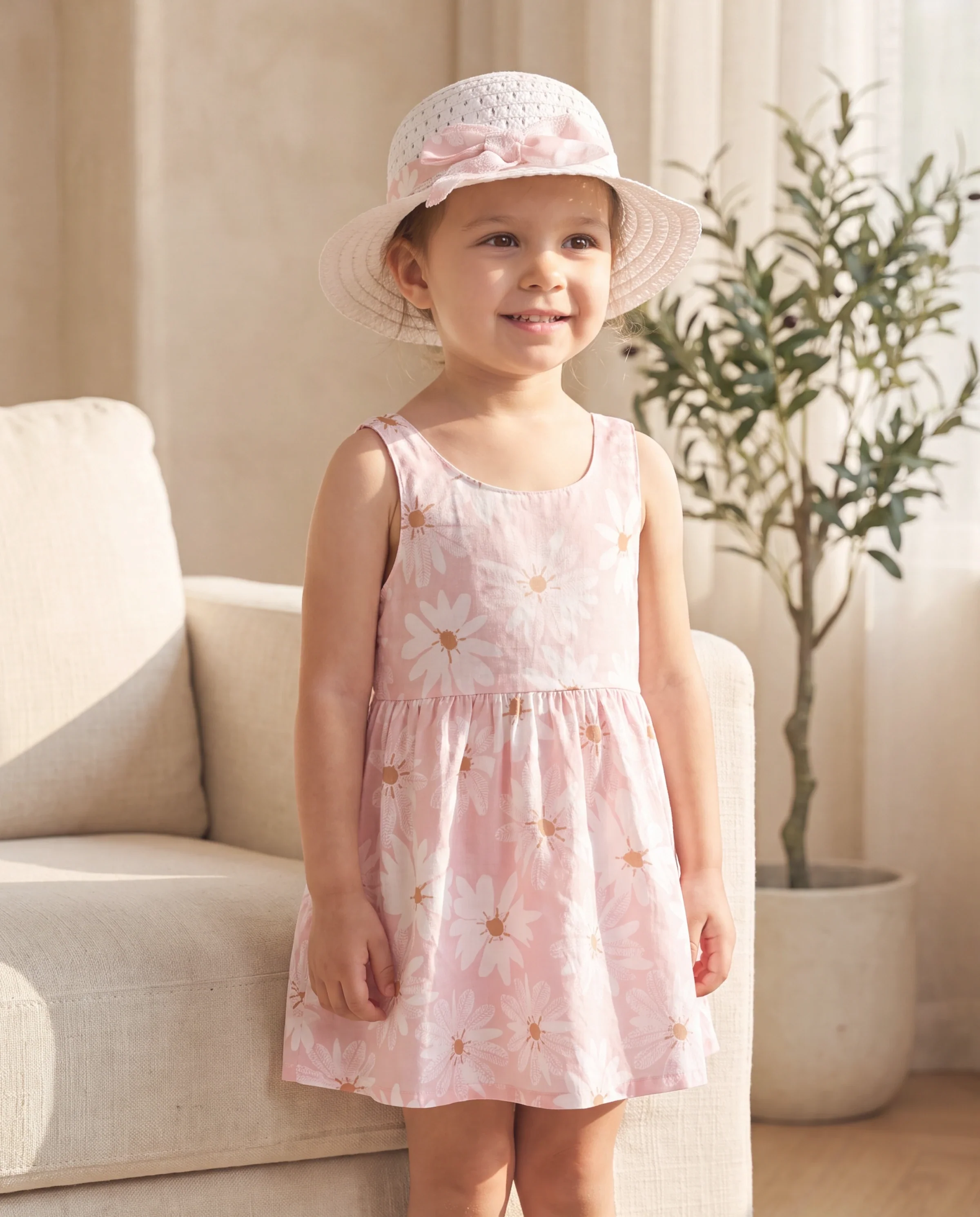 2pcs Baby Girl Little Daisy Bowknot Dress Set Pink - Image 6