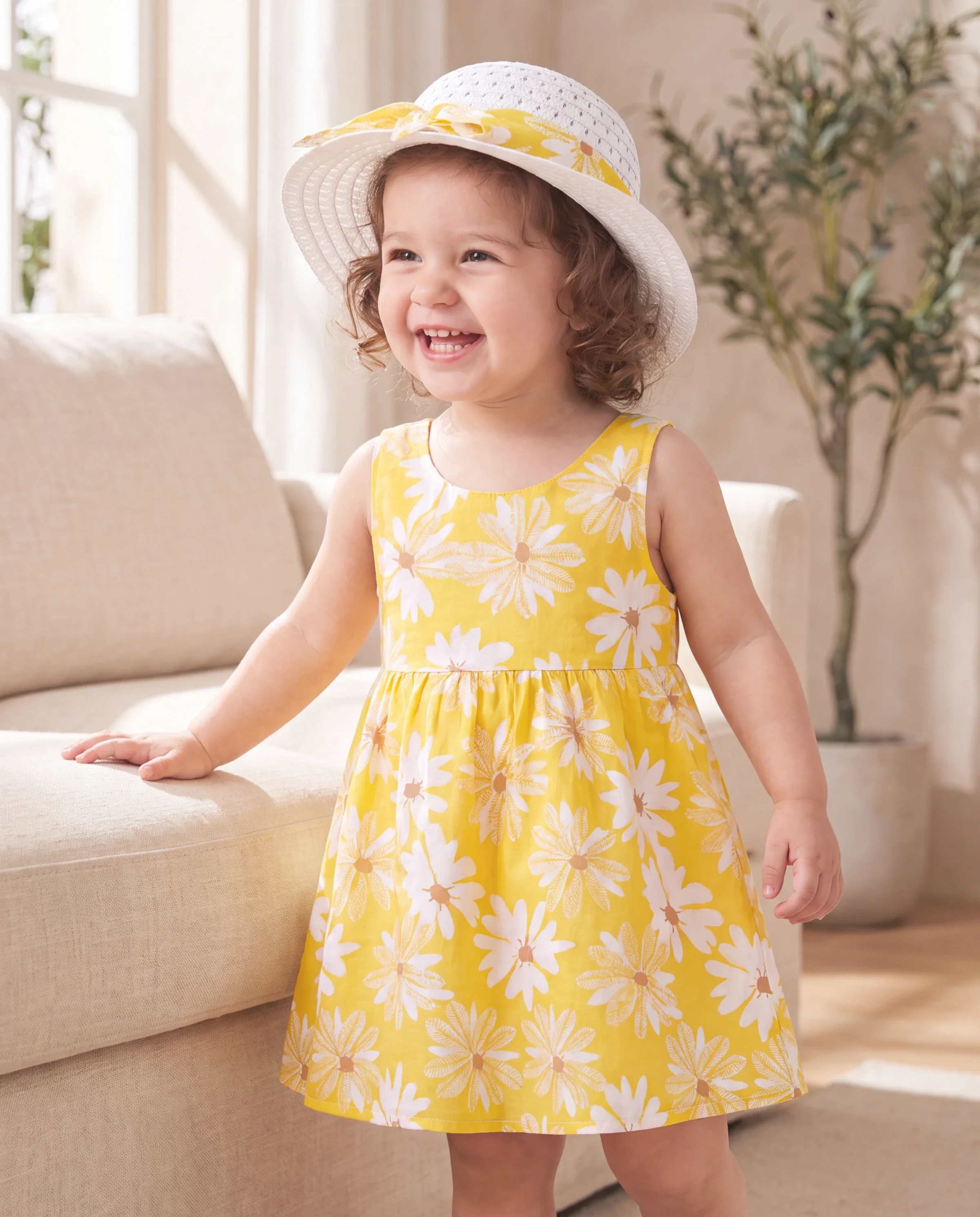 2pcs Baby Girl Little Daisy Bowknot Dress Set Yellow - Image 6