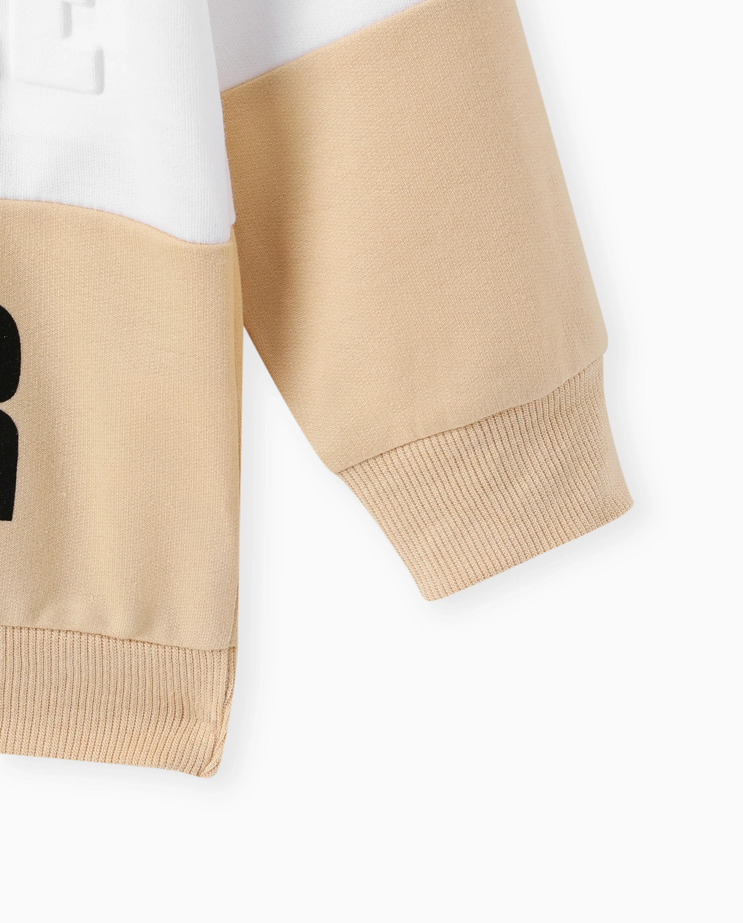 2pcs Toddler Boy Trendy Letter Print Colorblock Sweatshirt and Pants Set Apricot - Image 6