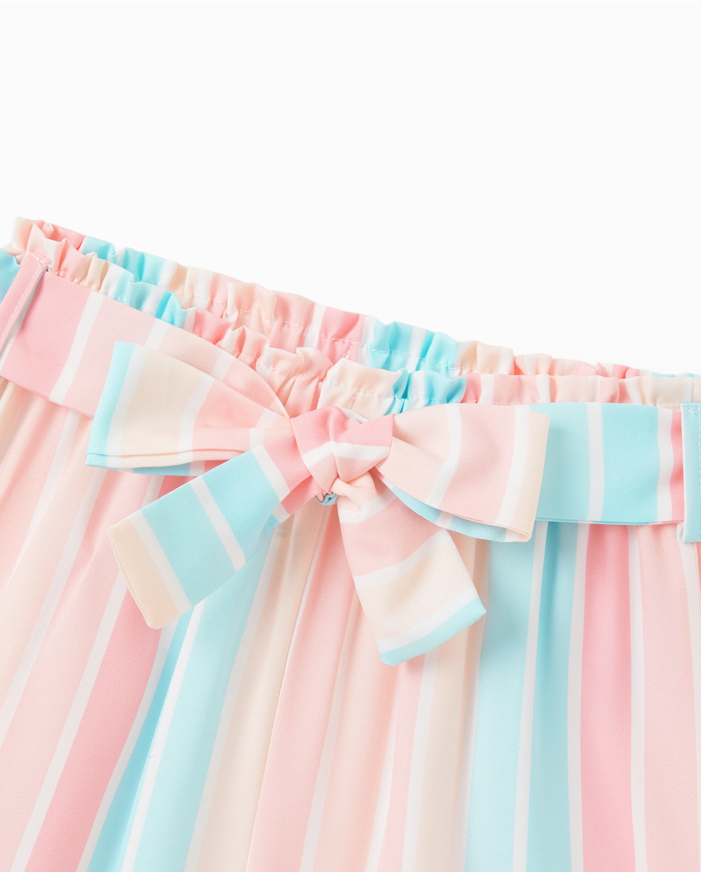 2pcs Toddler Girl Sweet Flutter-sleeve Tee and Stripe Belted Shorts Set Pink - Image 6