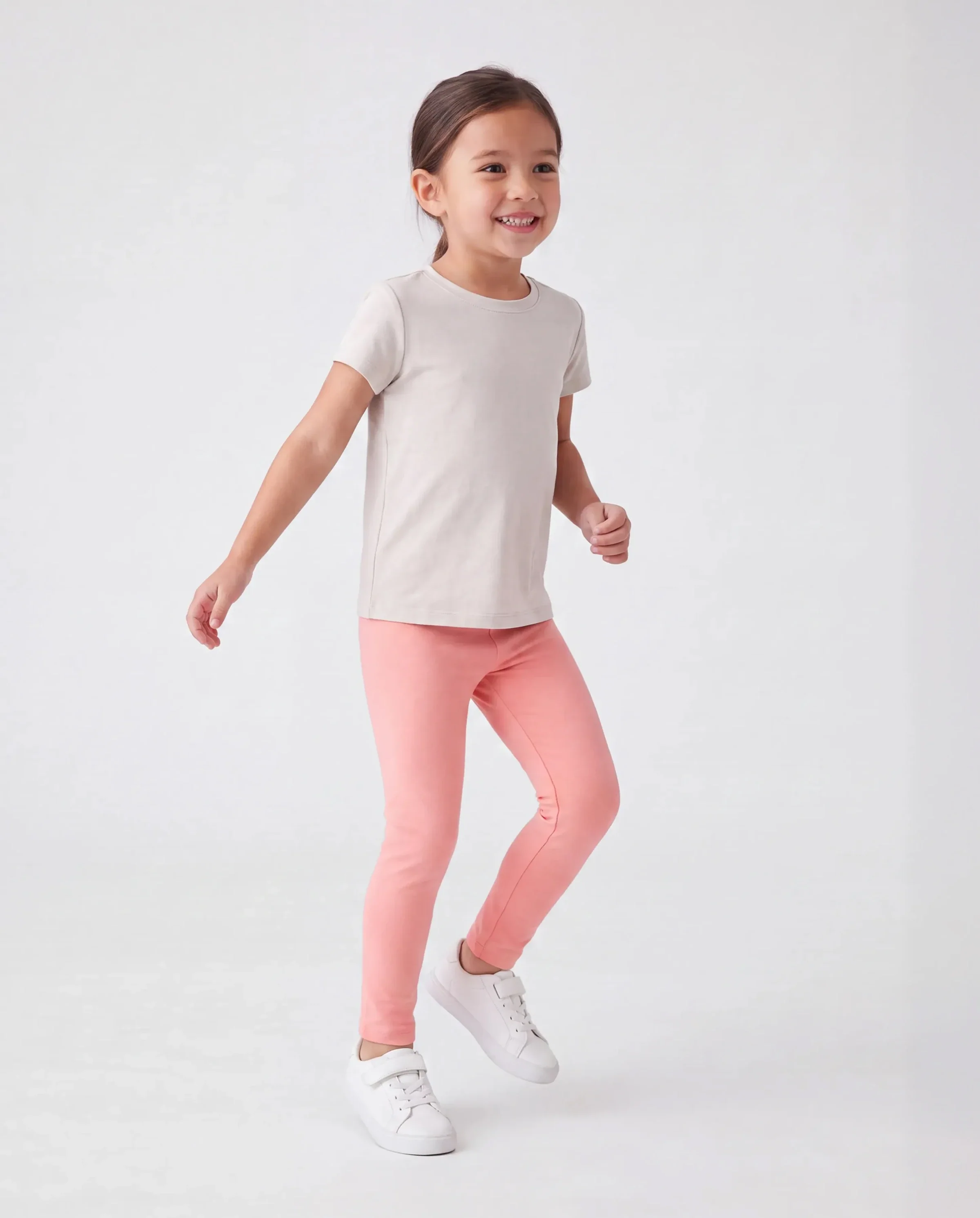 3-Pack Toddler Girl 100% Cotton Solid Color Elasticized Leggings Multi-color - Image 3