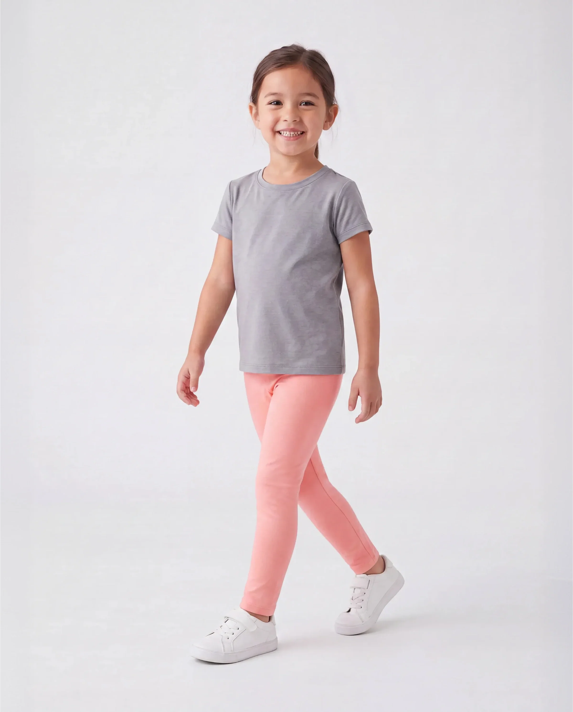 3-Pack Toddler Girl 100% Cotton Solid Color Elasticized Leggings Multi-color - Image 5