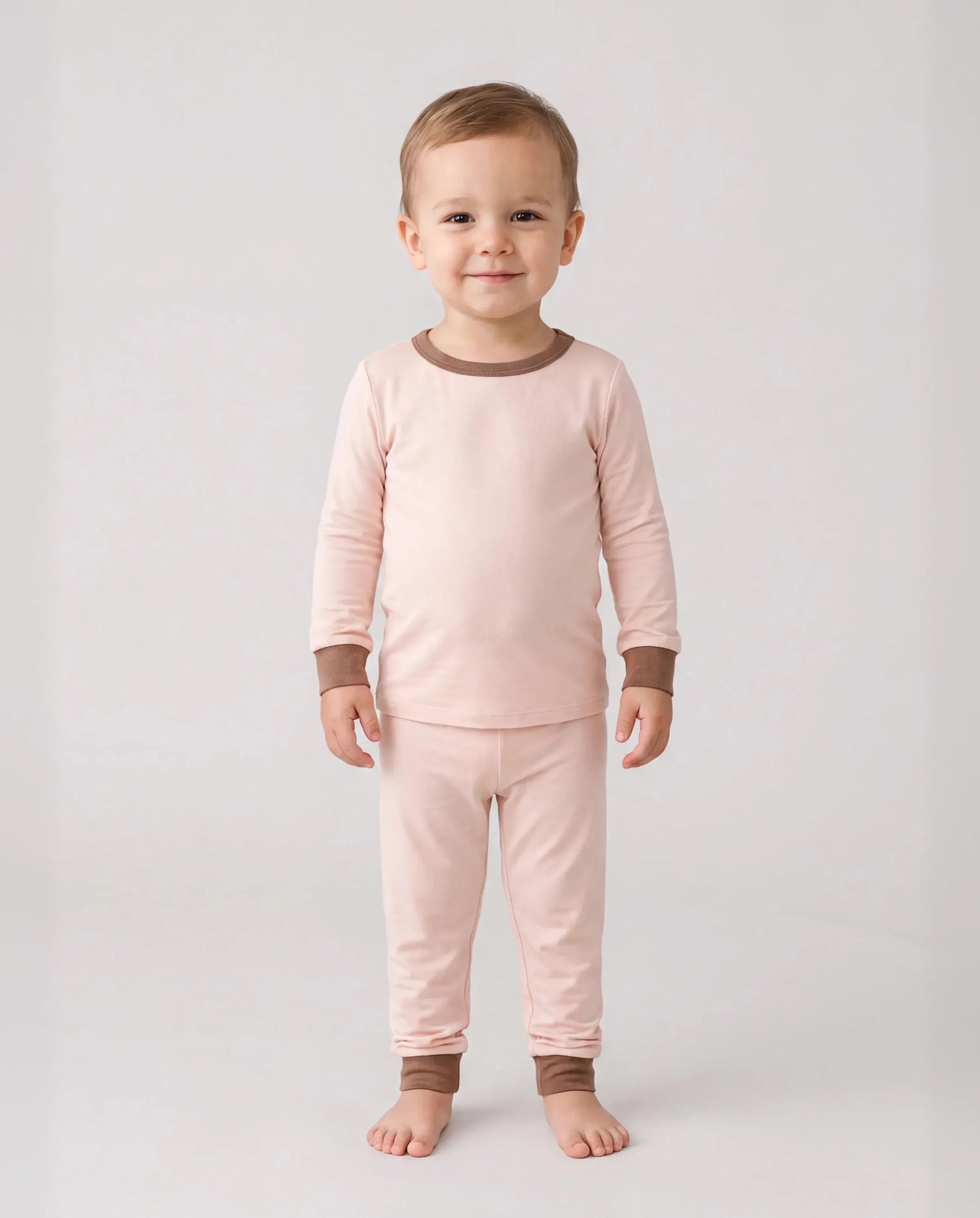 Baby 2-piece Tencel Modal Pajamas Set for Girls / Boys ( Snug-Fitting ) Apricot - Image 2