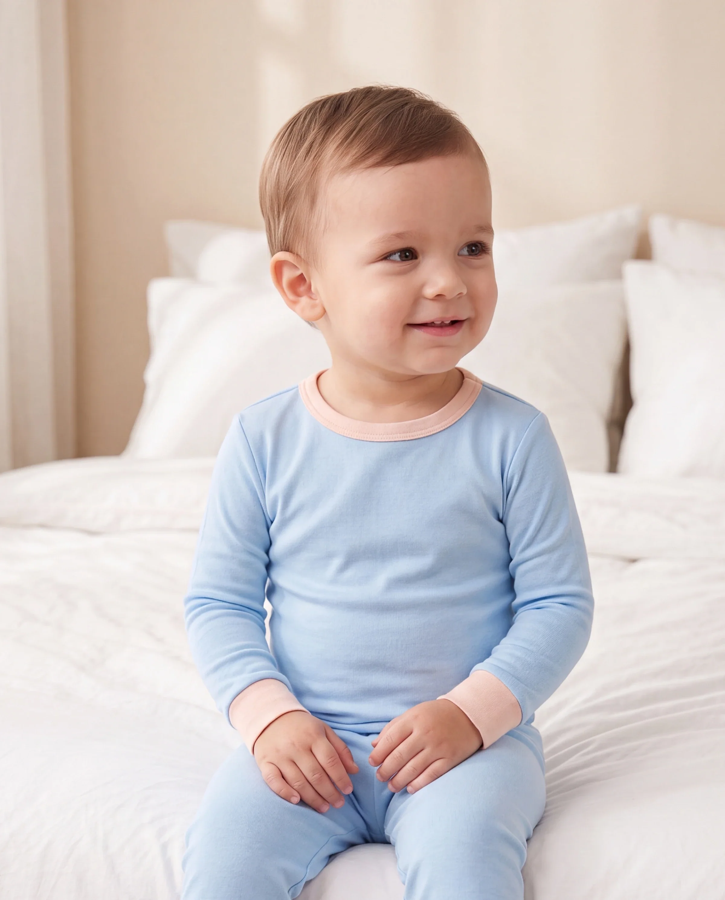 Baby 2-piece Tencel Modal Pajamas Set for Girls / Boys ( Snug-Fitting ) Light Green - Image 3
