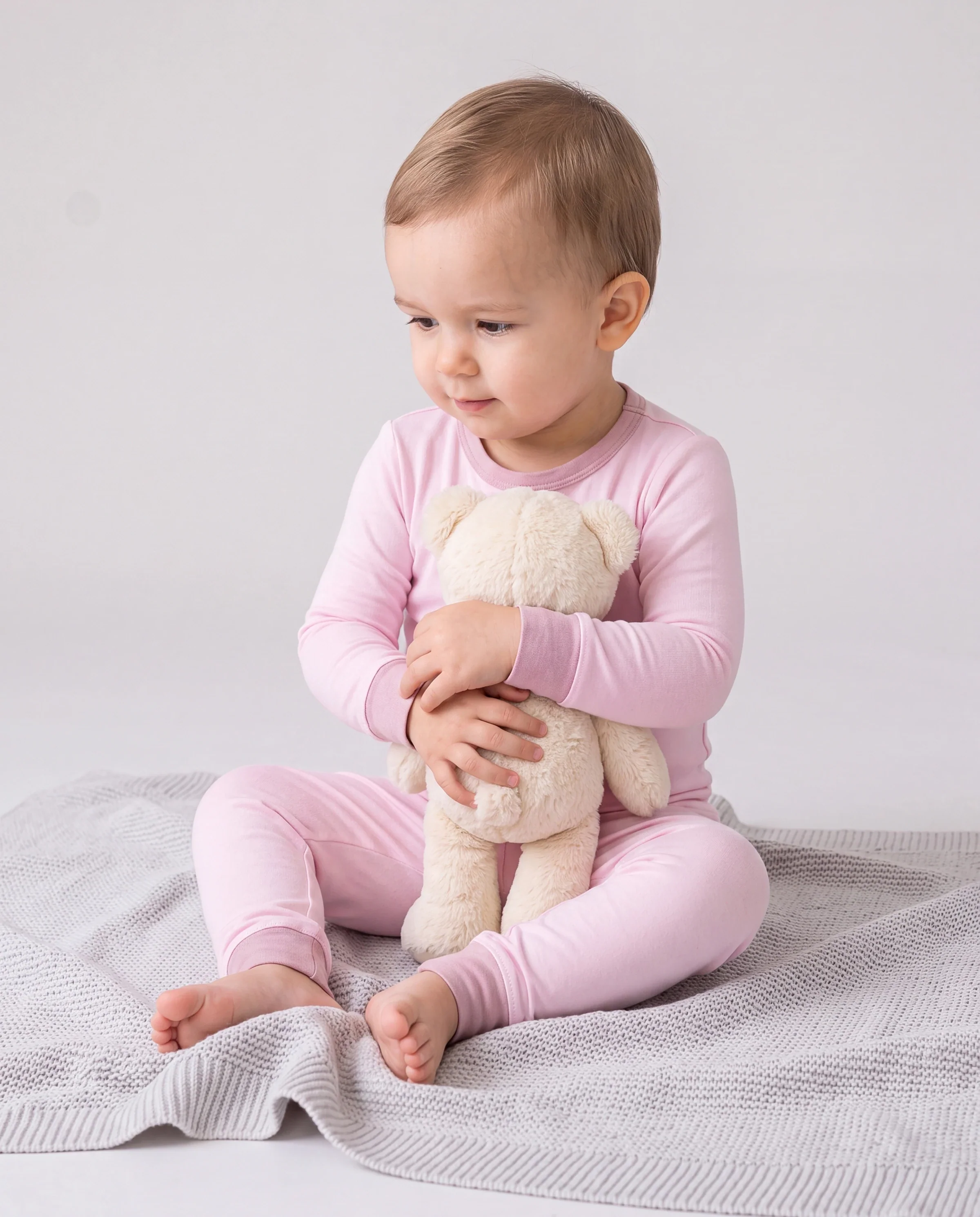 Baby 2-piece Tencel Modal Pajamas Set for Girls / Boys ( Snug-Fitting ) Pink - Image 2