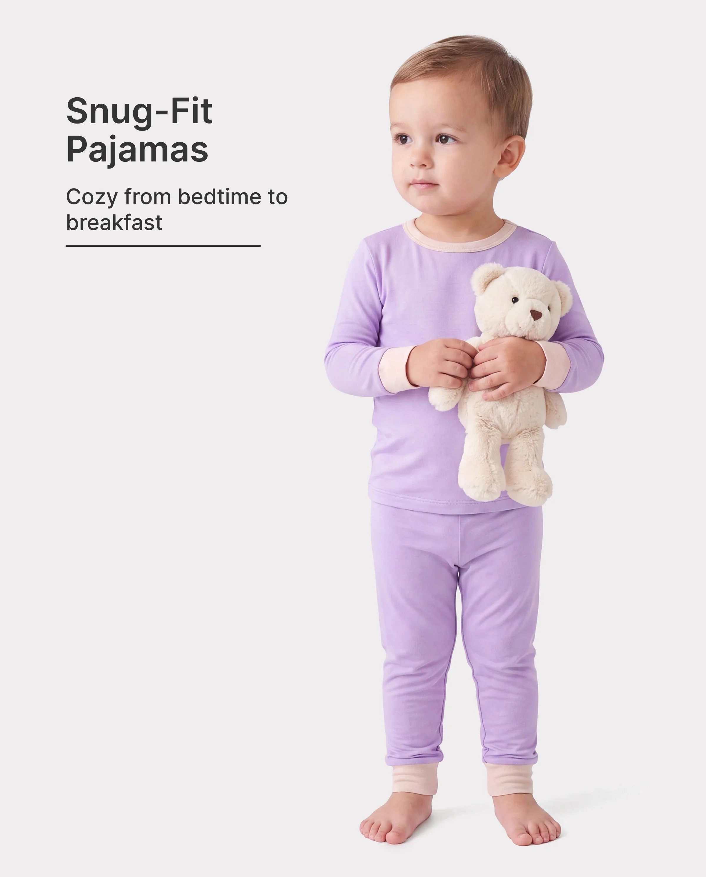 Baby 2-piece Tencel Modal Pajamas Set for Girls / Boys ( Snug-Fitting ) Purple