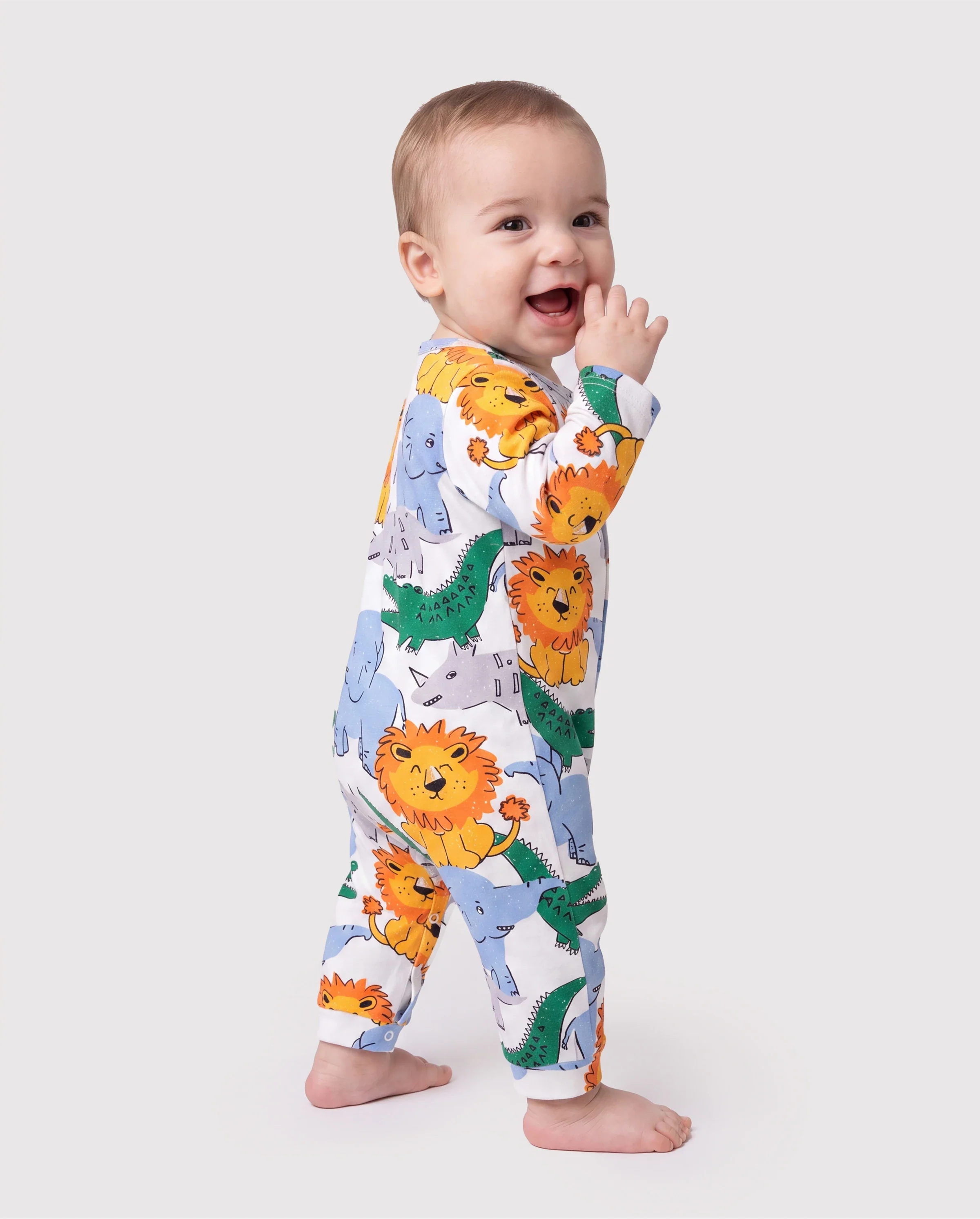 Baby Boy Childlike Panda Button Long Sleeves Jumpsuit Multi-color - Image 3
