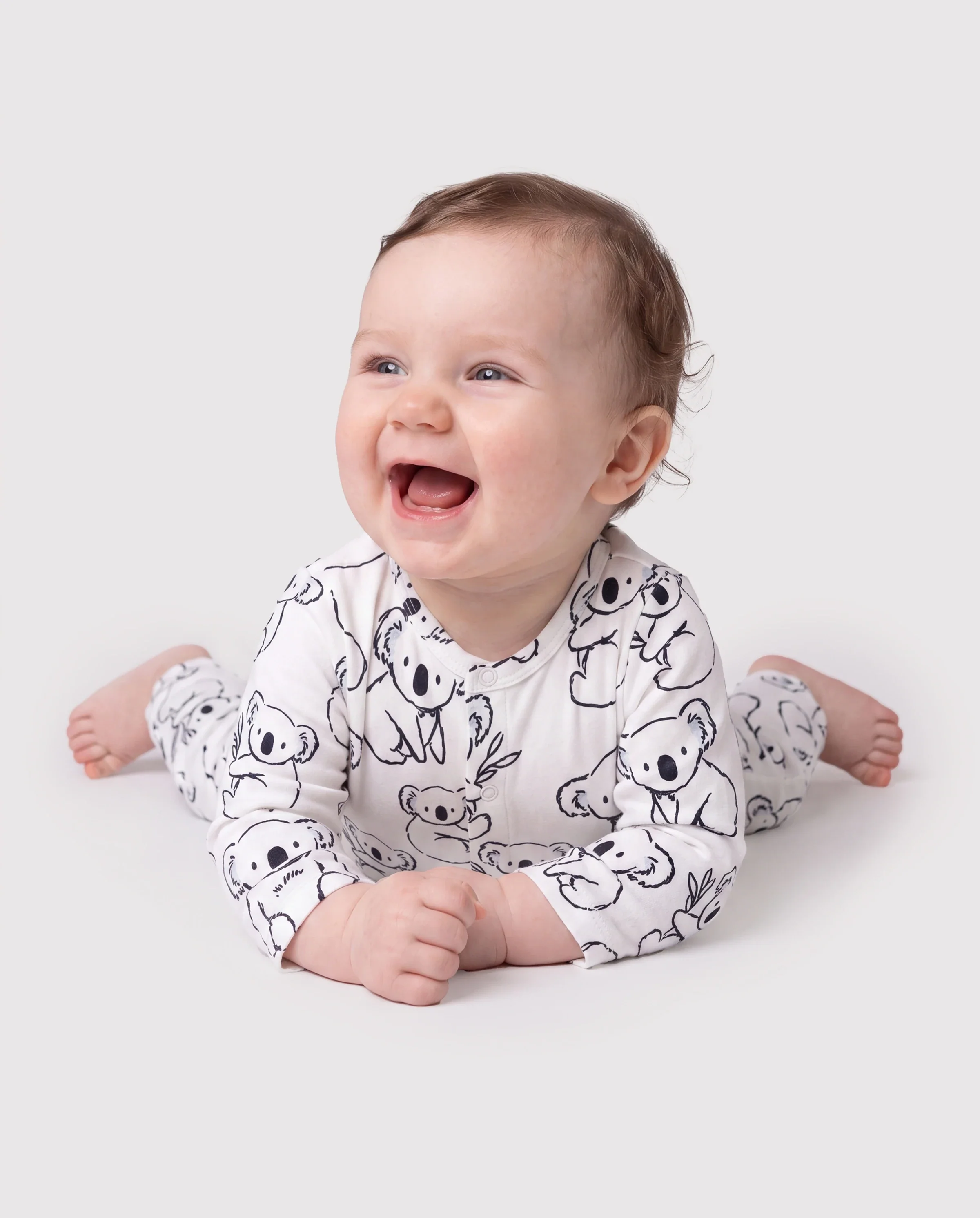 Baby Boy Childlike Panda Button Long Sleeves Jumpsuit White - Image 3
