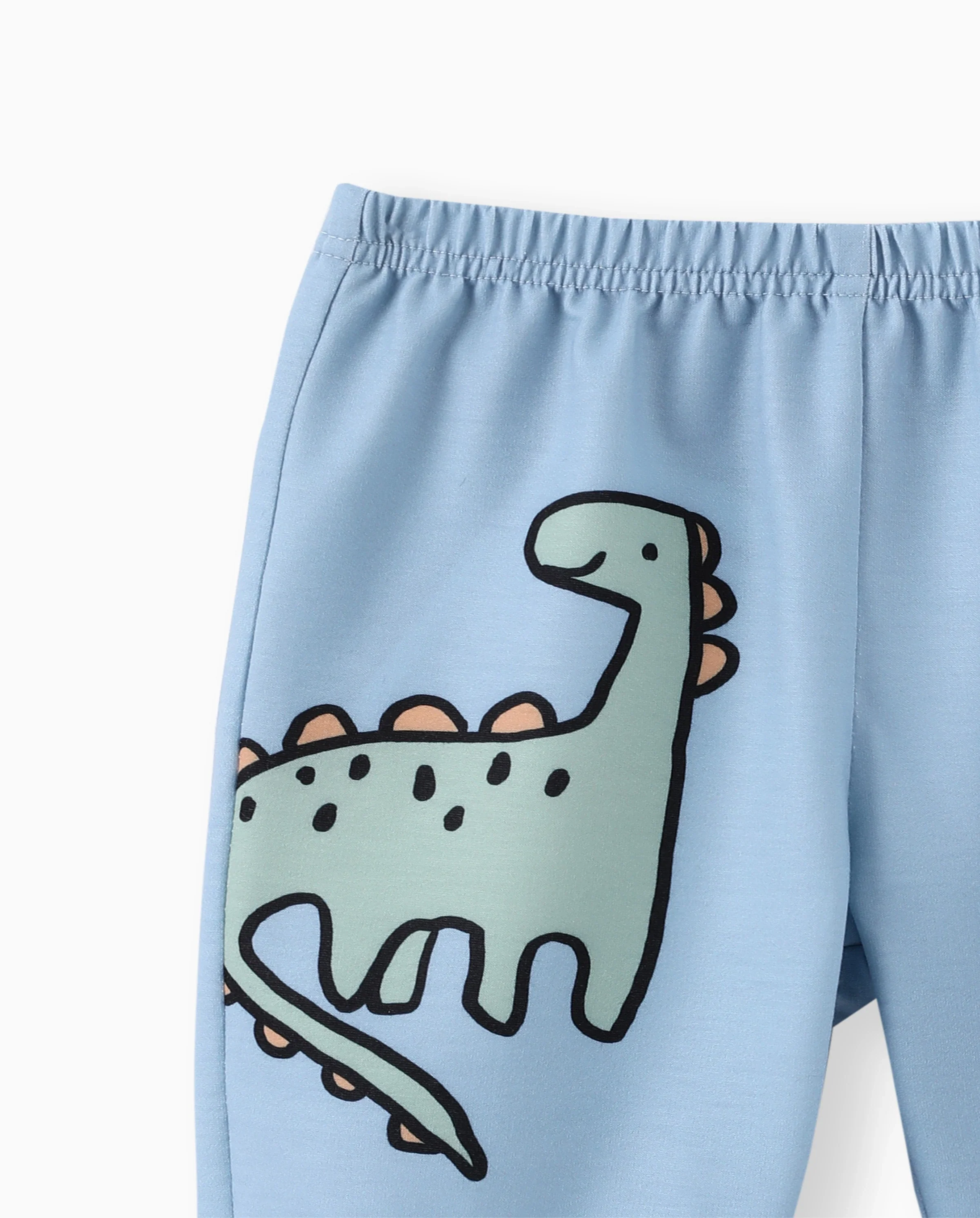 Baby Boy Clothes 2pcs Dinosaur/ Vehicle Print Sweatshirt and Pants Set Blue grey - Image 6