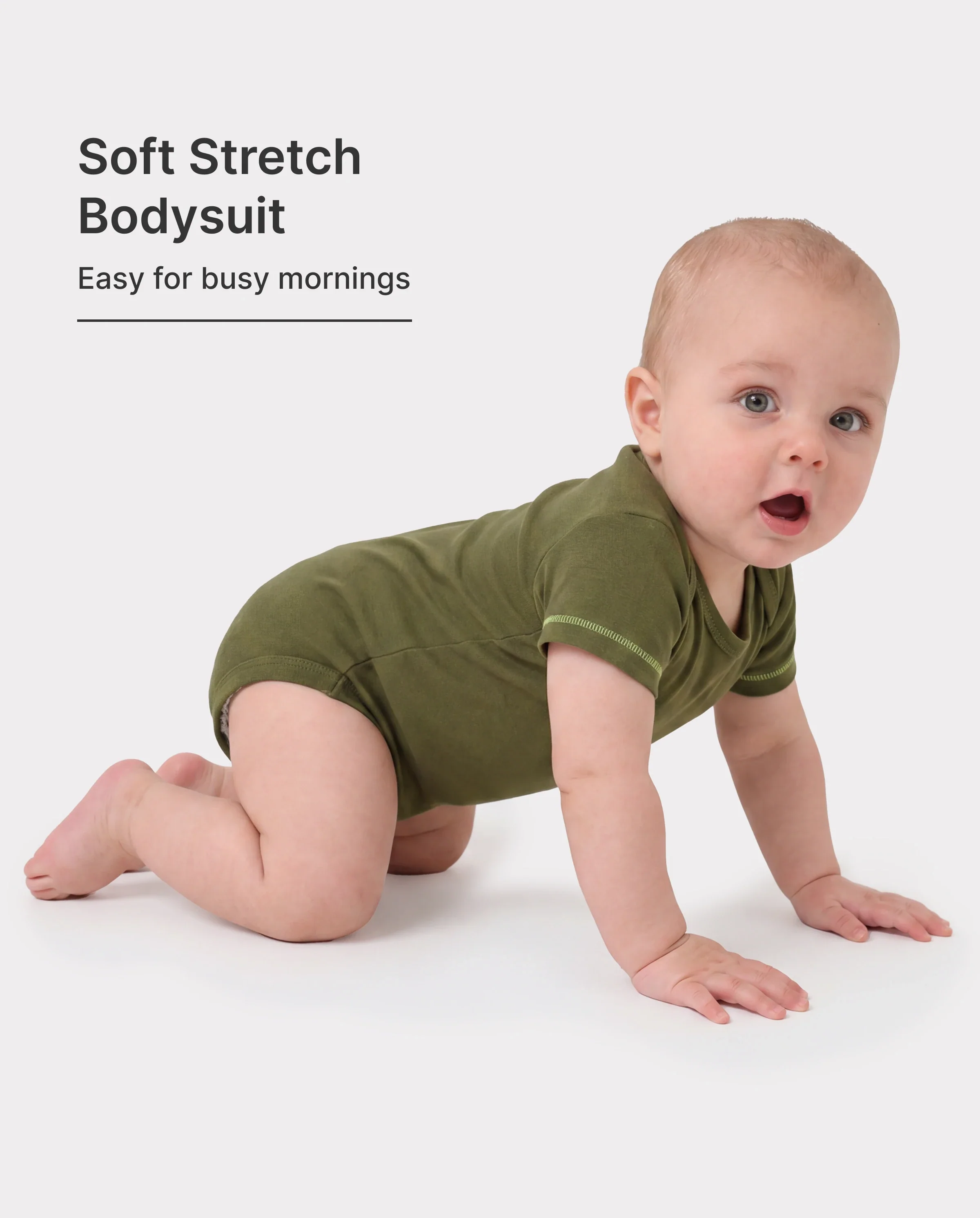 Baby Boy/Girl 3-Pack Lyocell Solid Color Romper Dark Green