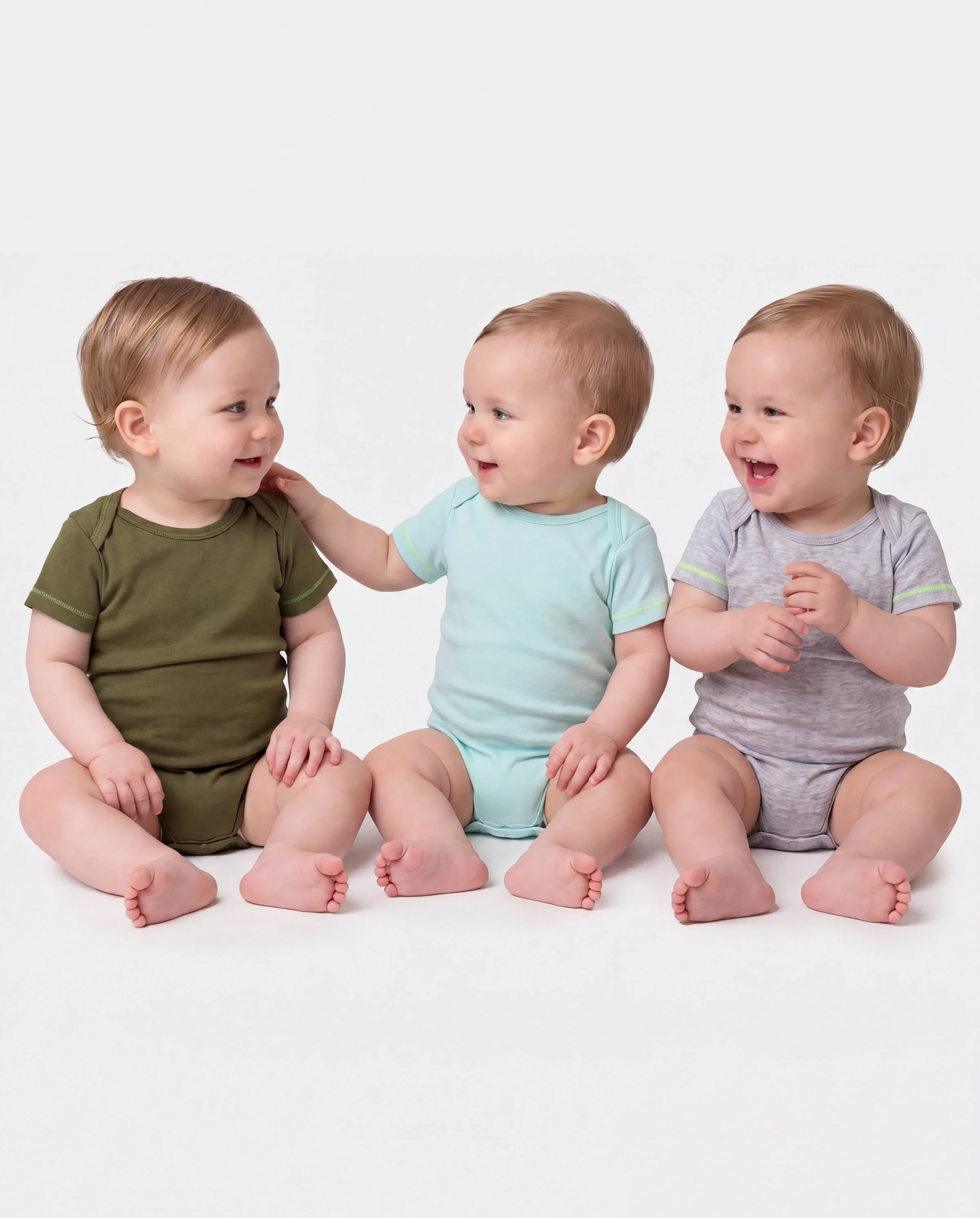 Baby Boy/Girl 3-Pack Lyocell Solid Color Romper Dark Green - Image 2