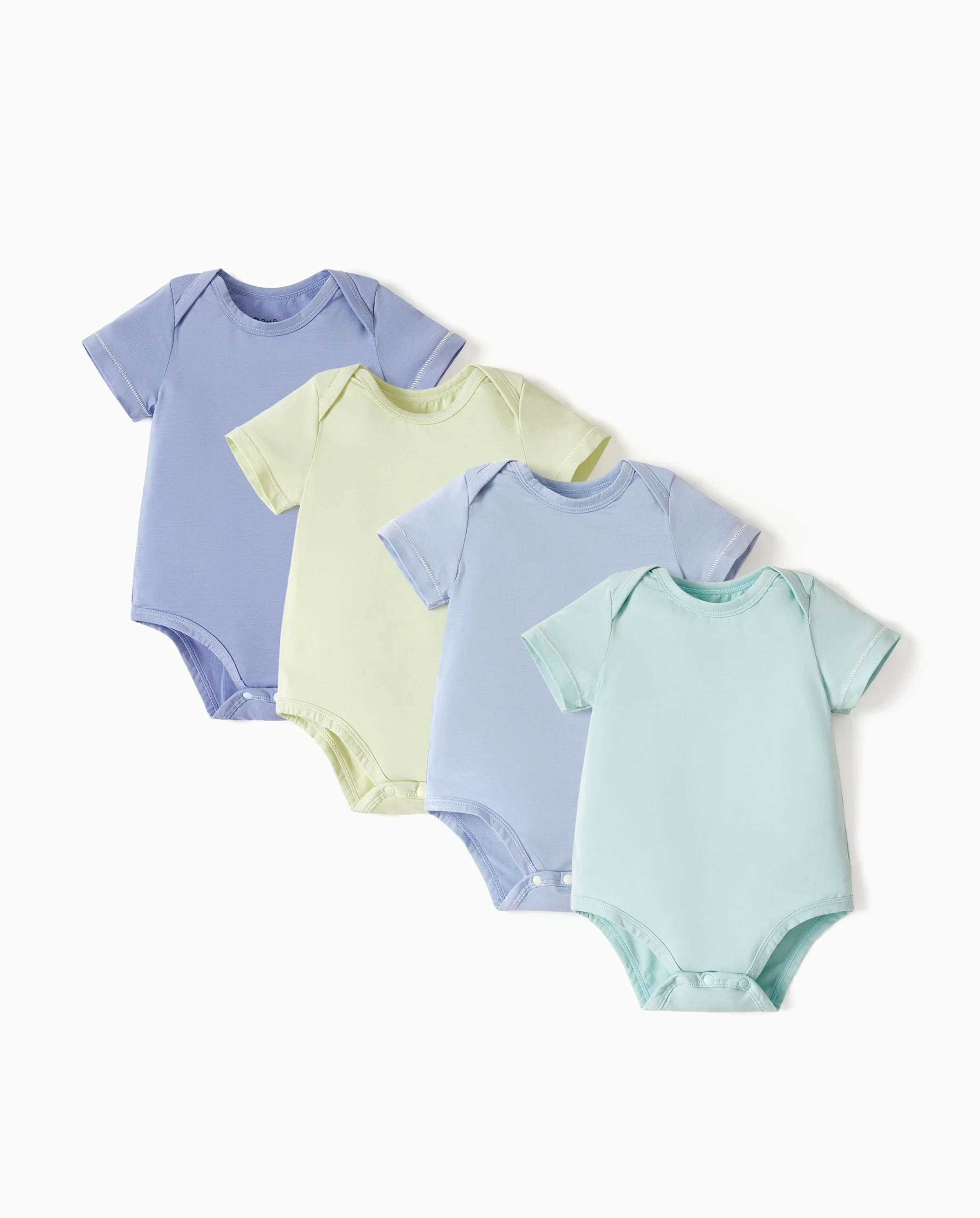Baby Boy/Girl 4-Piece Modal Solid Color Rompers Set Light Green - Image 6