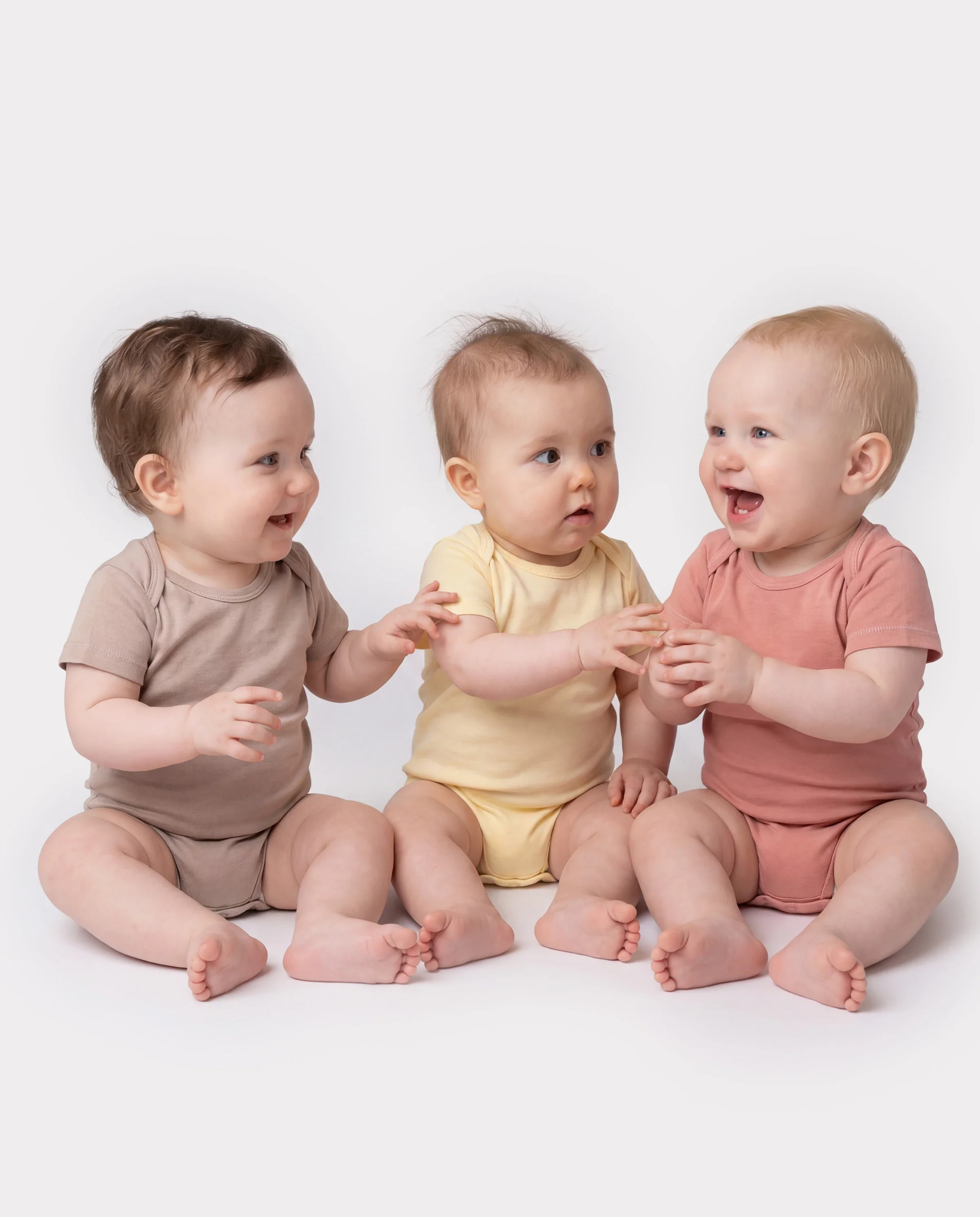 Baby Boy/Girl 4-Piece Modal Solid Color Rompers Set Pale Yellow - Image 2
