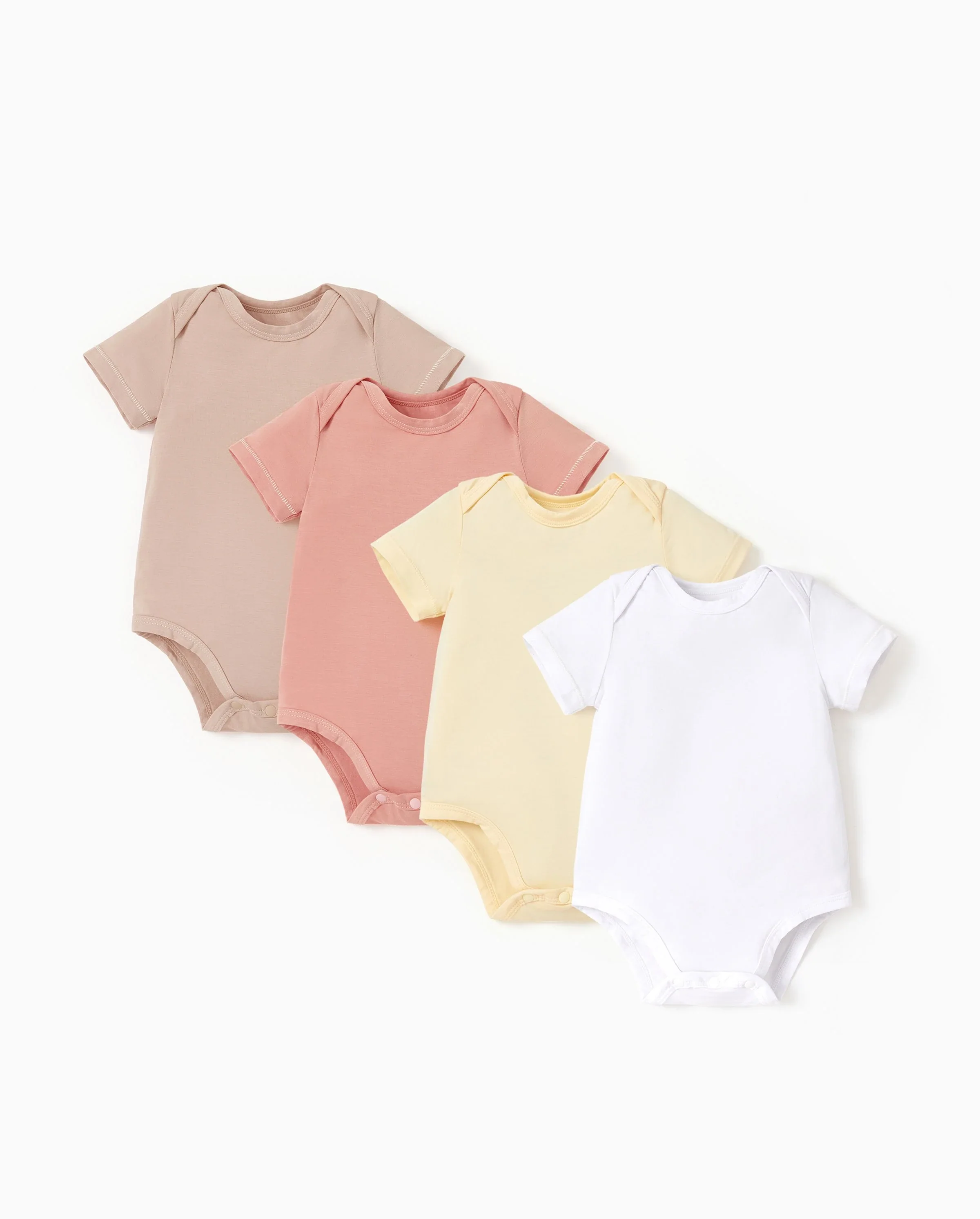 Baby Boy/Girl 4-Piece Modal Solid Color Rompers Set Pale Yellow - Image 6