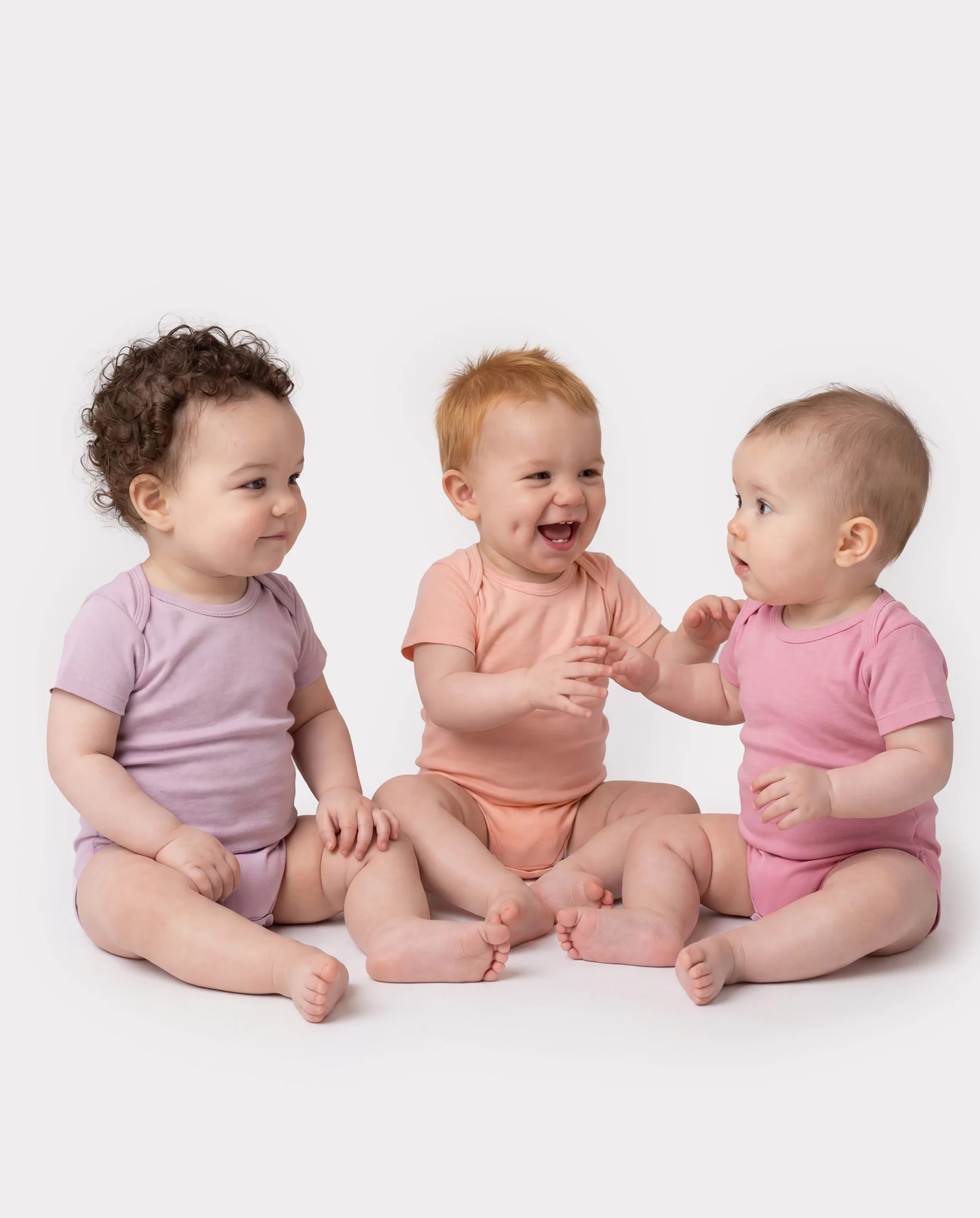 Baby Boy/Girl 4-Piece Modal Solid Color Rompers Set Pink - Image 2