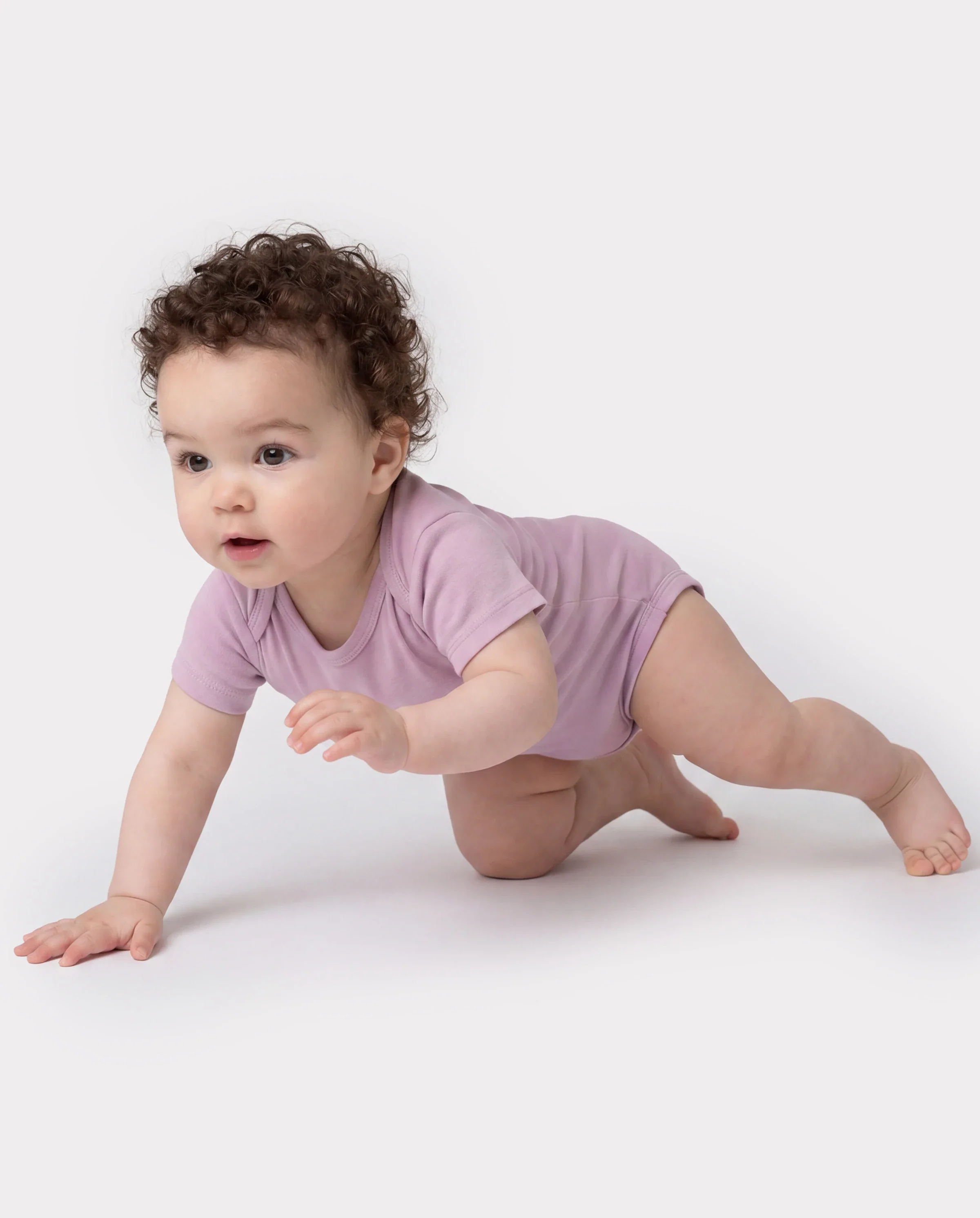 Baby Boy/Girl 4-Piece Modal Solid Color Rompers Set Pink - Image 3