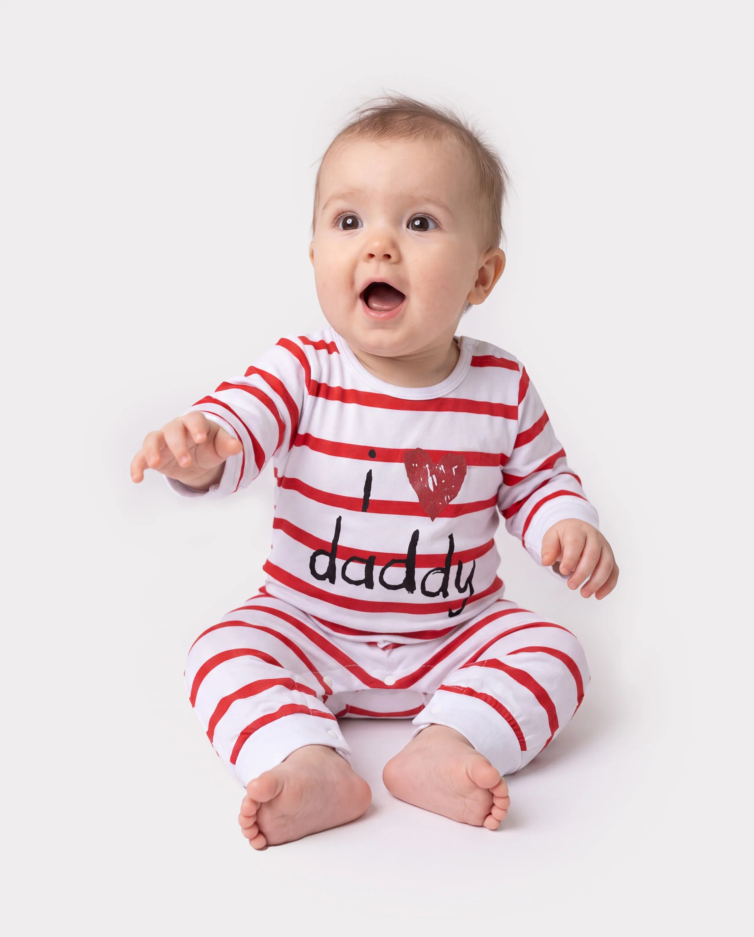Baby Boy/Girl 95% Cotton Long-sleeve Love Heart Letter Print Stars/Striped Jumpsuit Red - Image 3