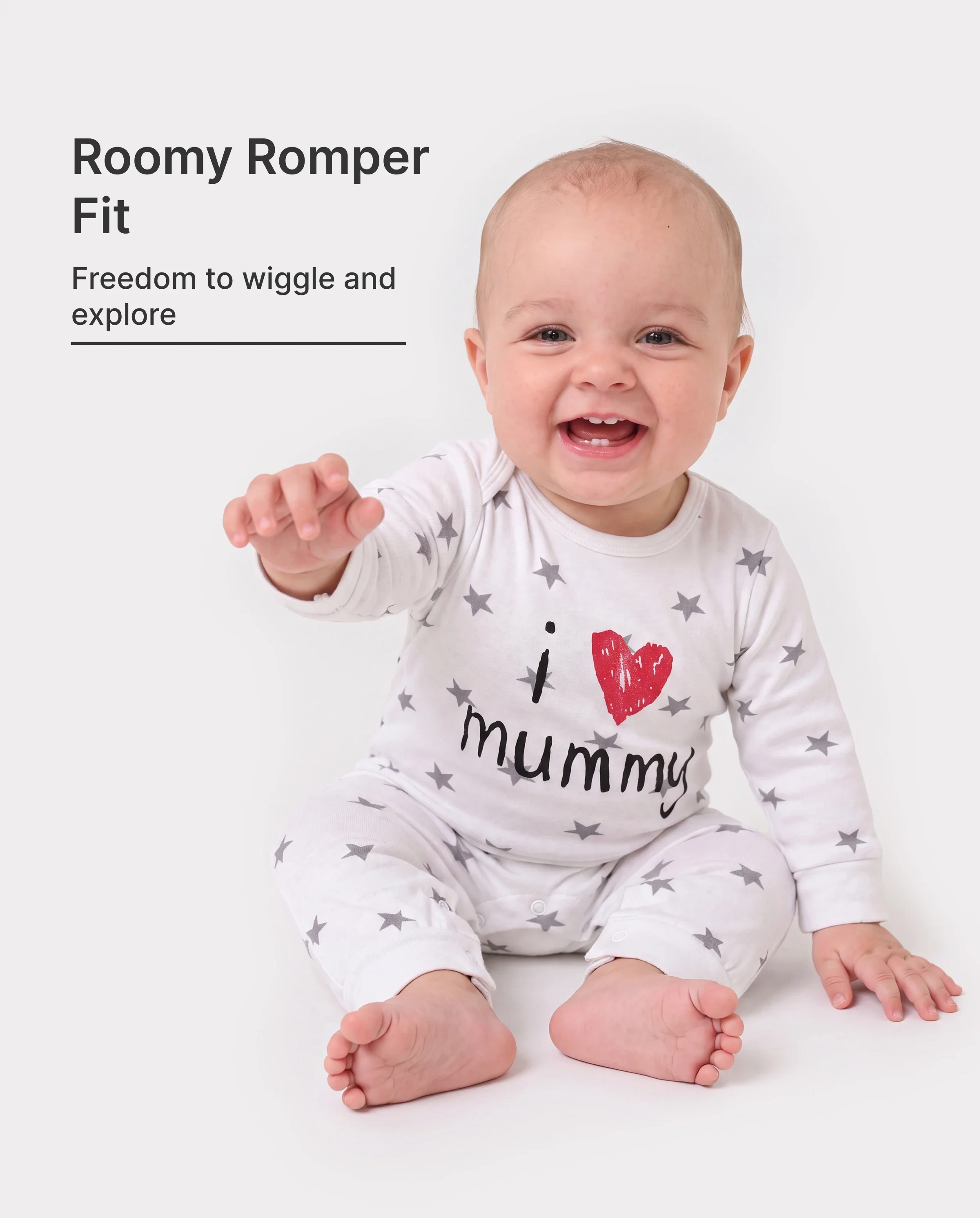 Baby Boy/Girl 95% Cotton Long-sleeve Love Heart Letter Print Stars/Striped Jumpsuit White