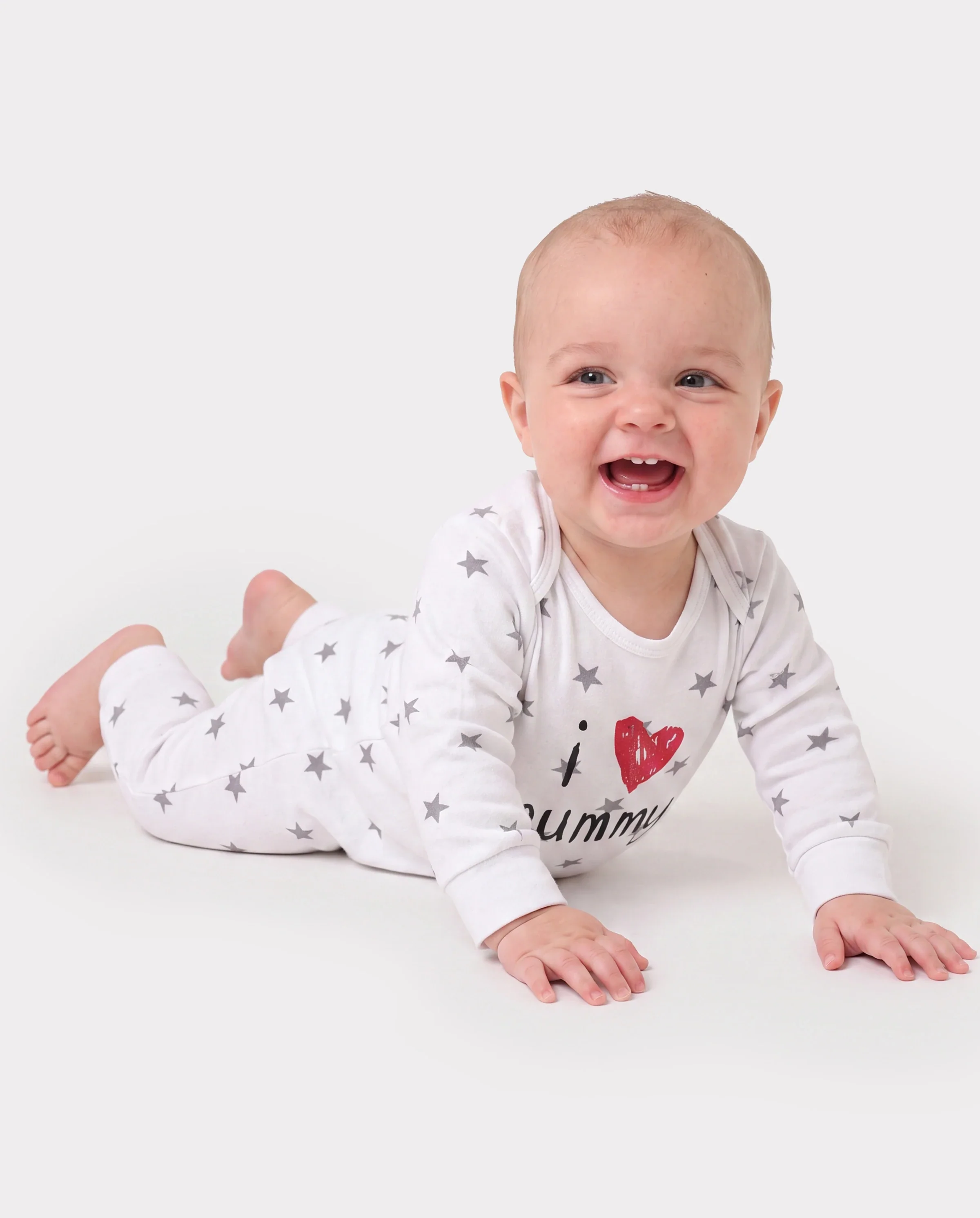 Baby Boy/Girl 95% Cotton Long-sleeve Love Heart Letter Print Stars/Striped Jumpsuit White - Image 2
