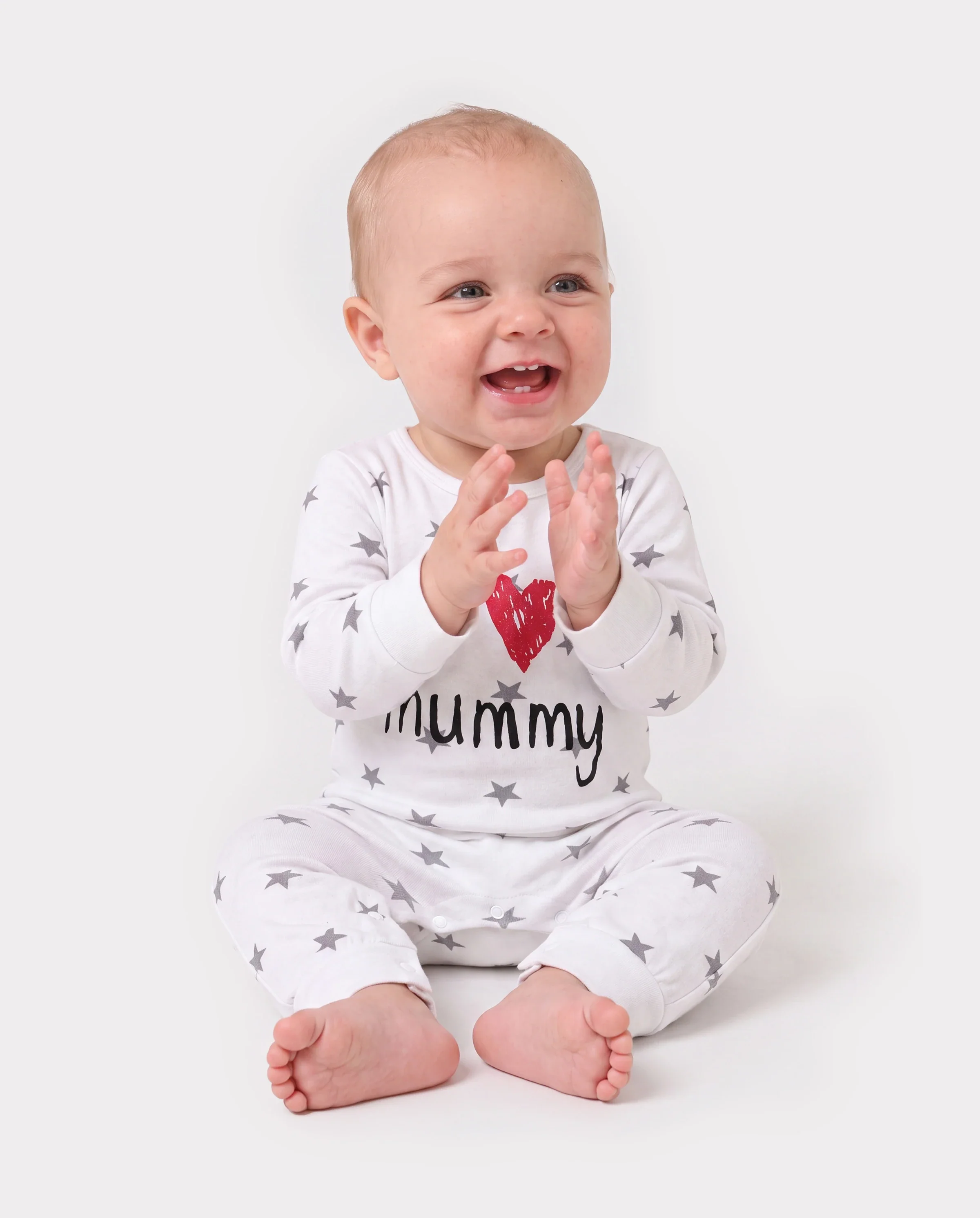 Baby Boy/Girl 95% Cotton Long-sleeve Love Heart Letter Print Stars/Striped Jumpsuit White - Image 3