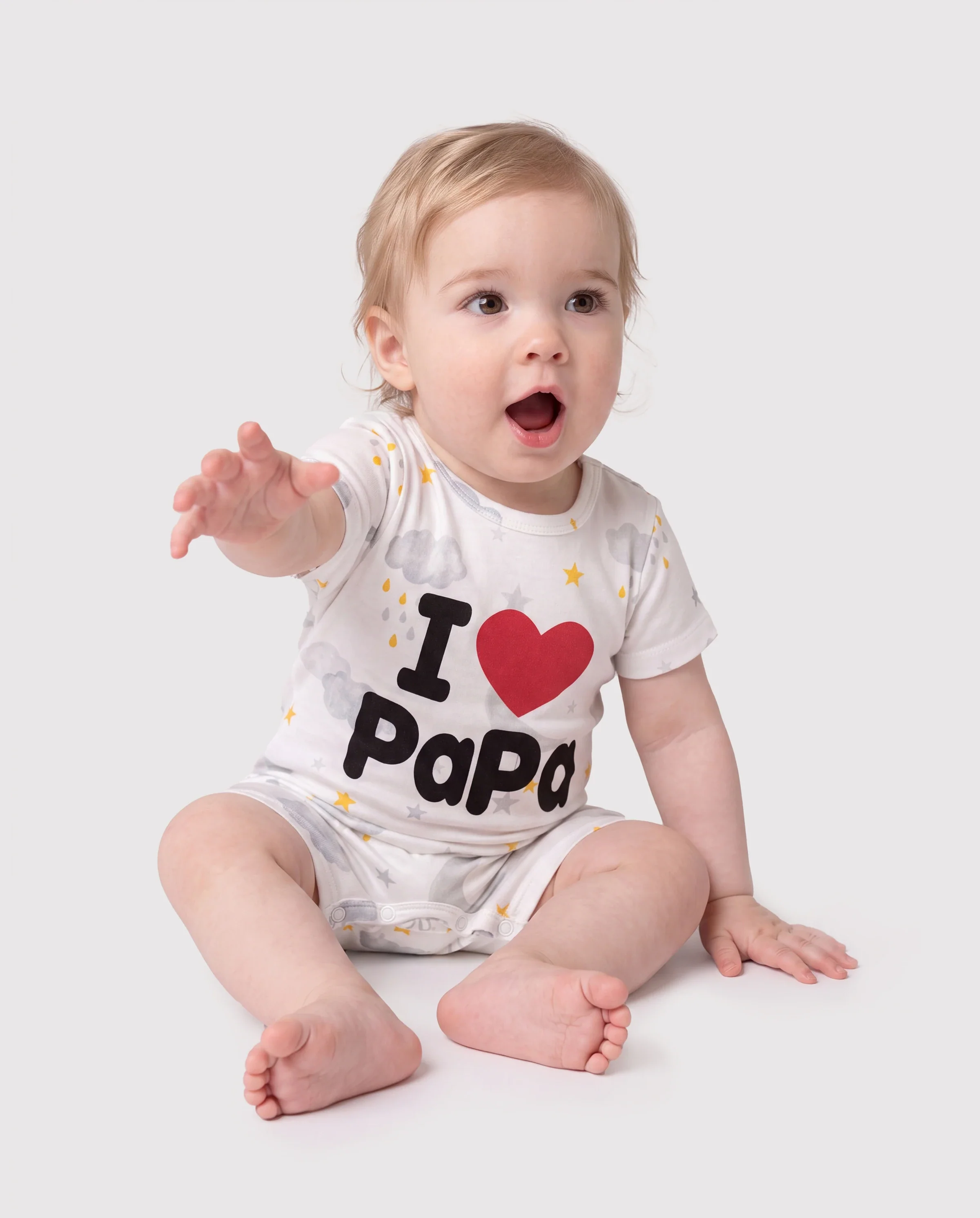 Baby Boy/Girl Childlike Letter Print Romper Grey