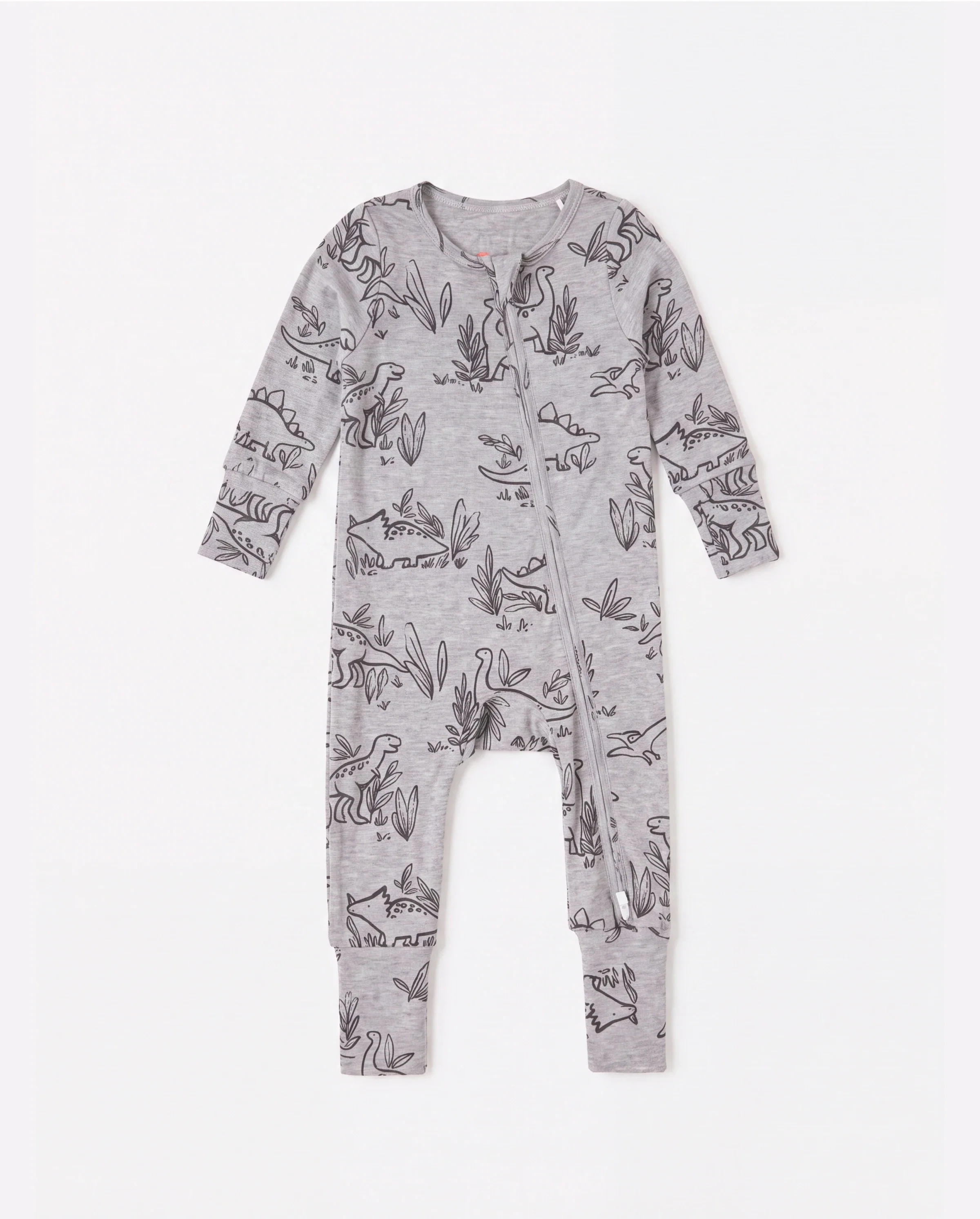 Baby Boy/Girl Plant Print Zip-up Snug-Fitting Wool Pajamas Grey - Image 5