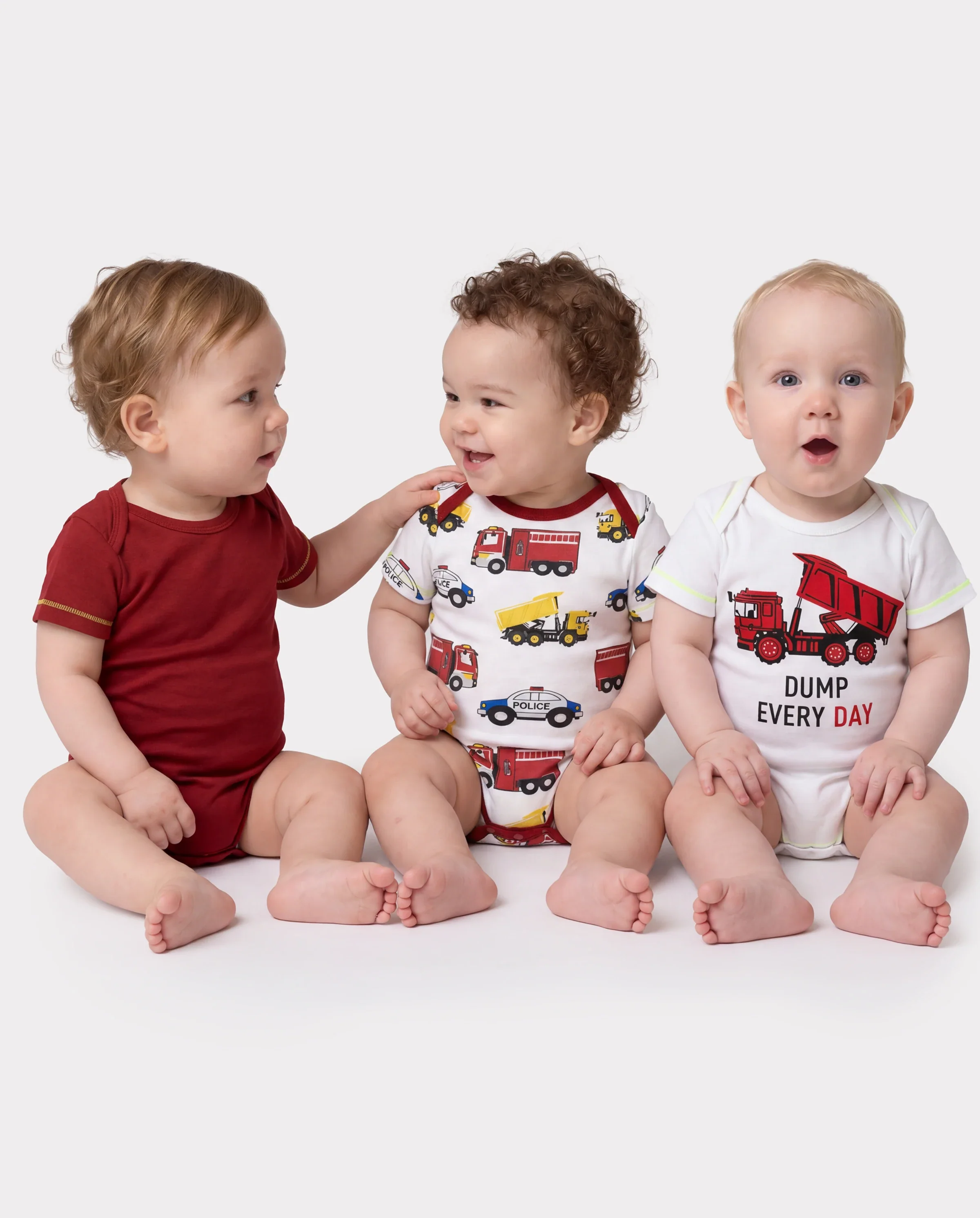 Baby Boy/Girl Playful Print 3pcs Rompers Set Red - Image 2