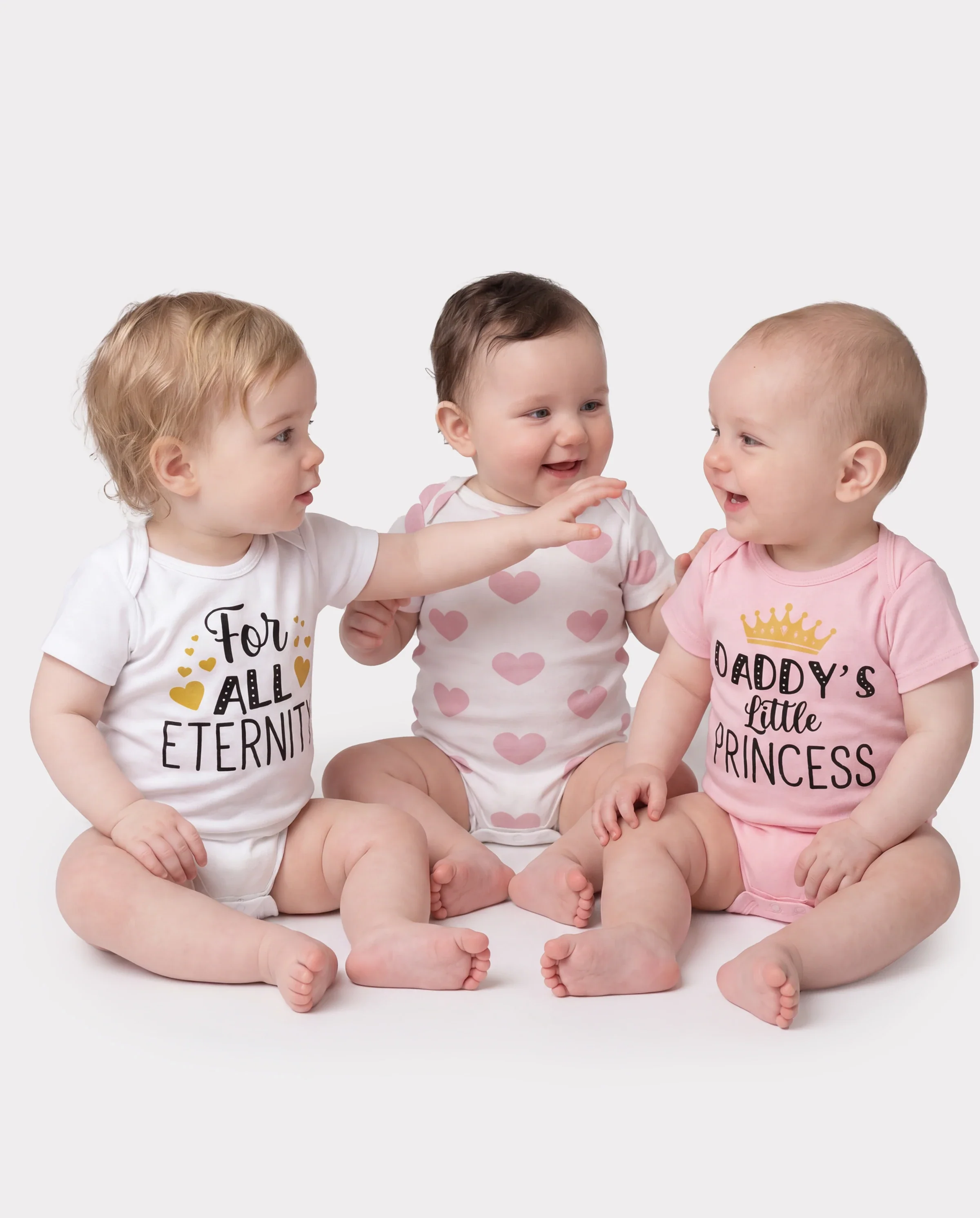 Baby Boy/Girl Playful Print 3pcs Rompers Set White - Image 2