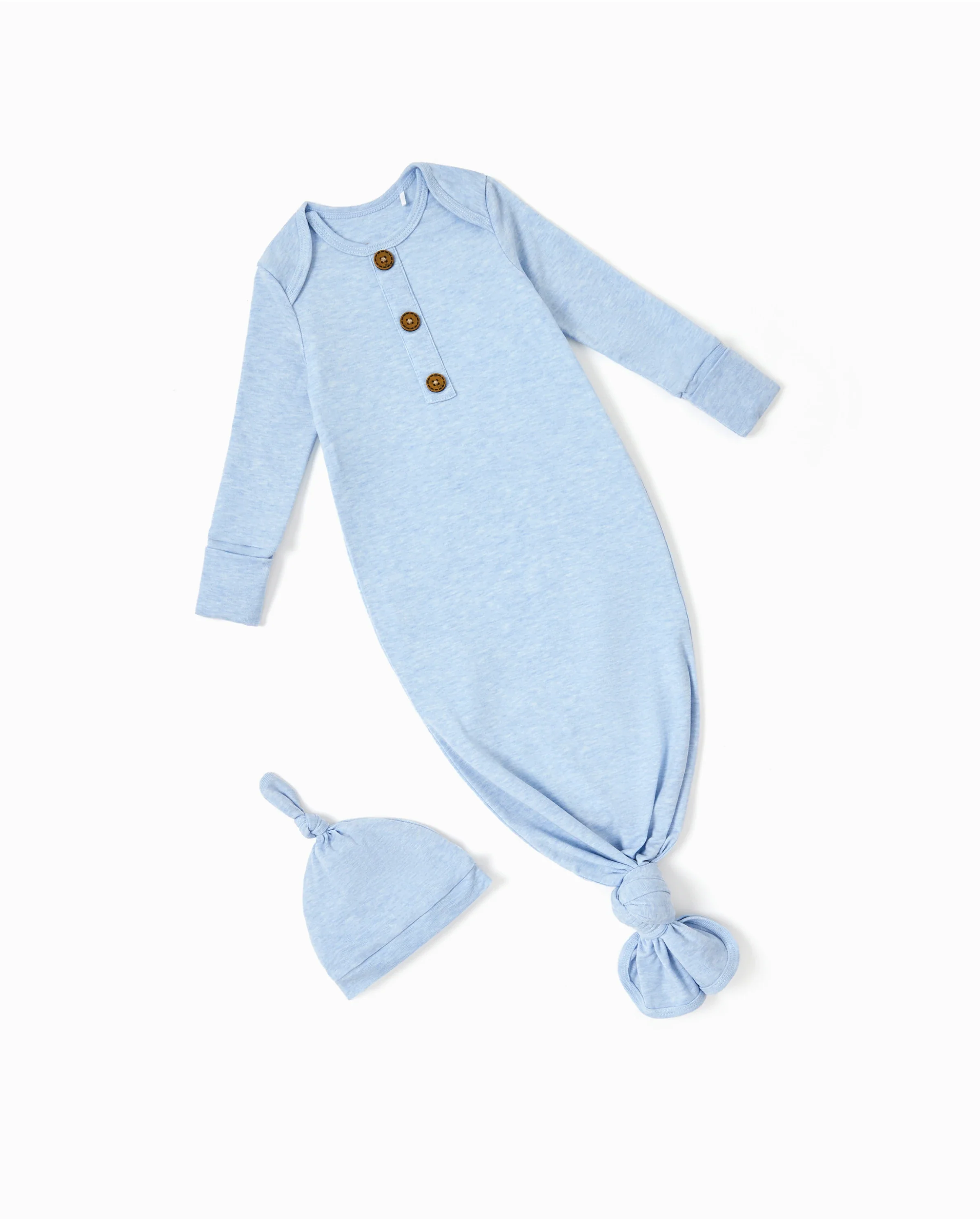 Baby Boy/Girl Solid Color Baby Sleeping Bag Infant Gown with Hat Light Blue - Image 5