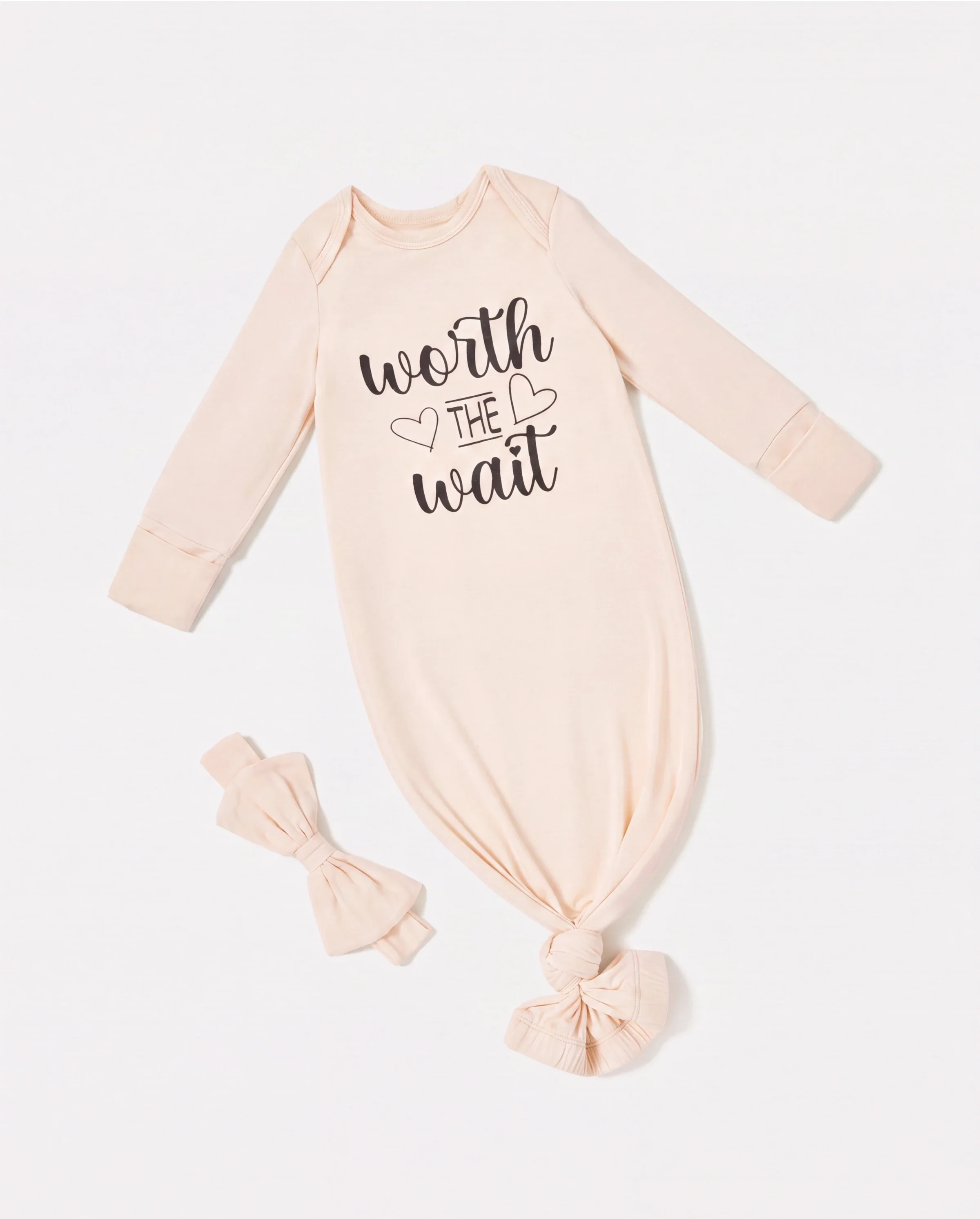 Baby / Girl Bamboo Sleeping Bag Infant Gown with Headband Apricot - Image 5