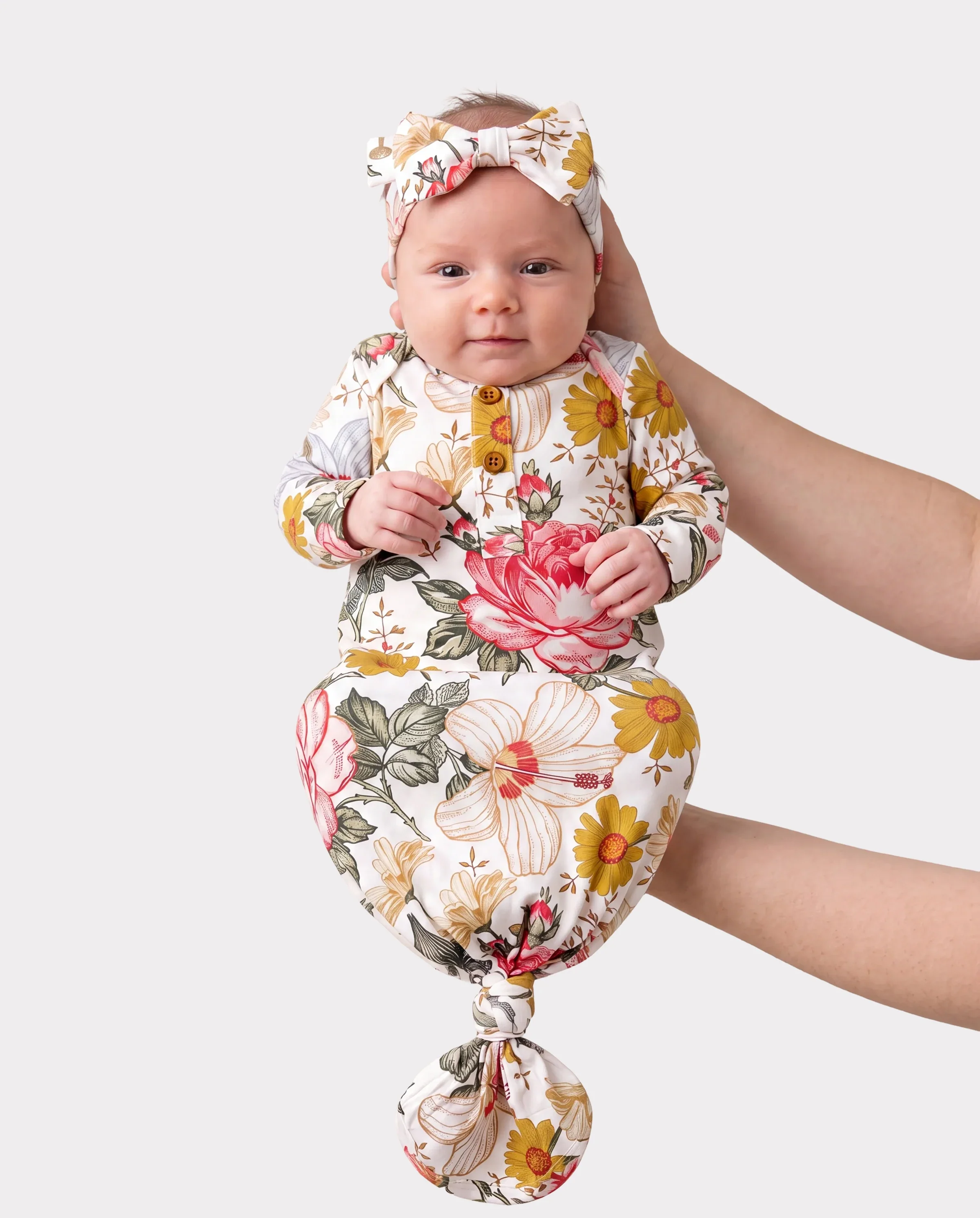 Baby / Girl Bamboo Sleeping Bag Infant Gown with Headband Color block