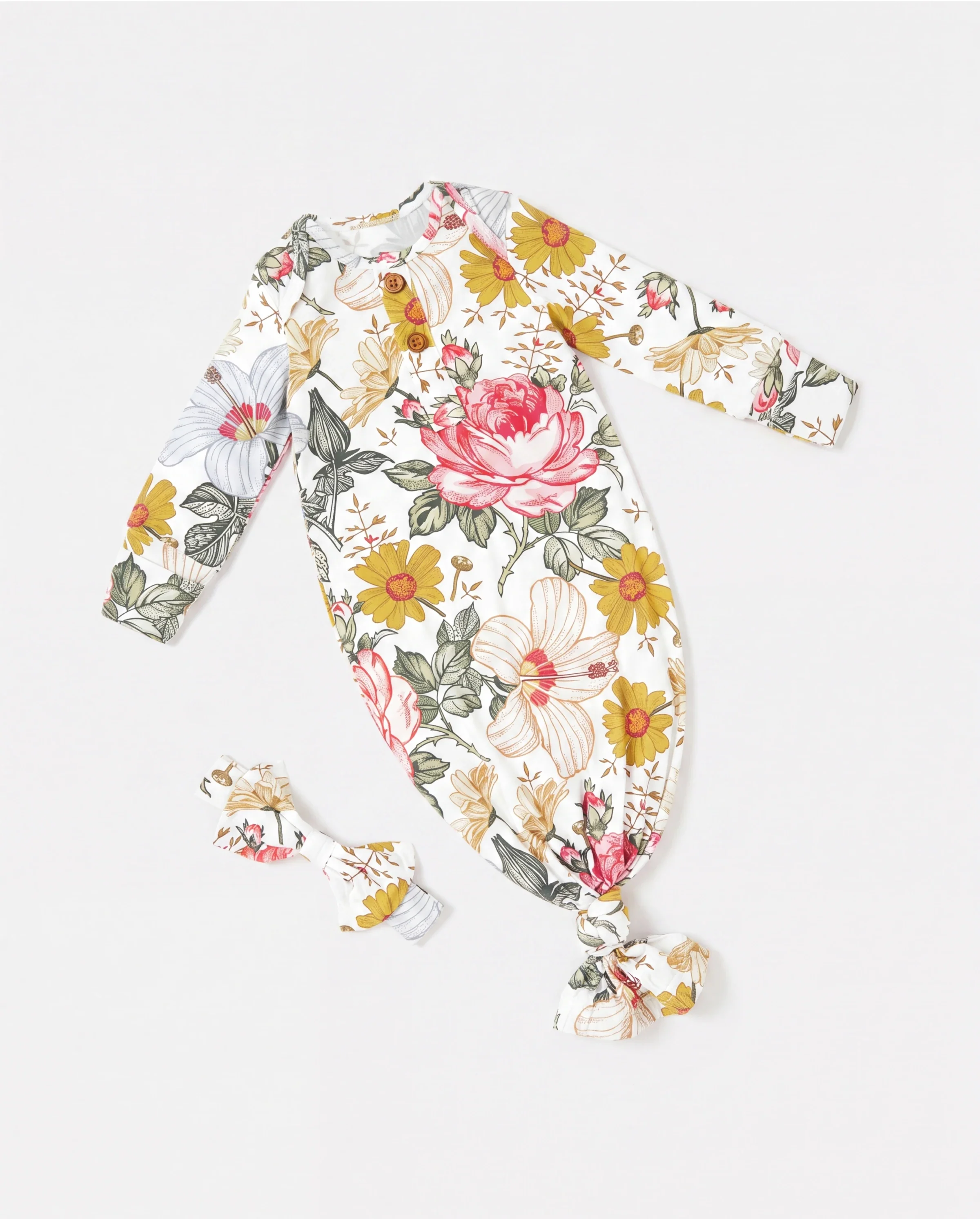 Baby / Girl Bamboo Sleeping Bag Infant Gown with Headband Color block - Image 5