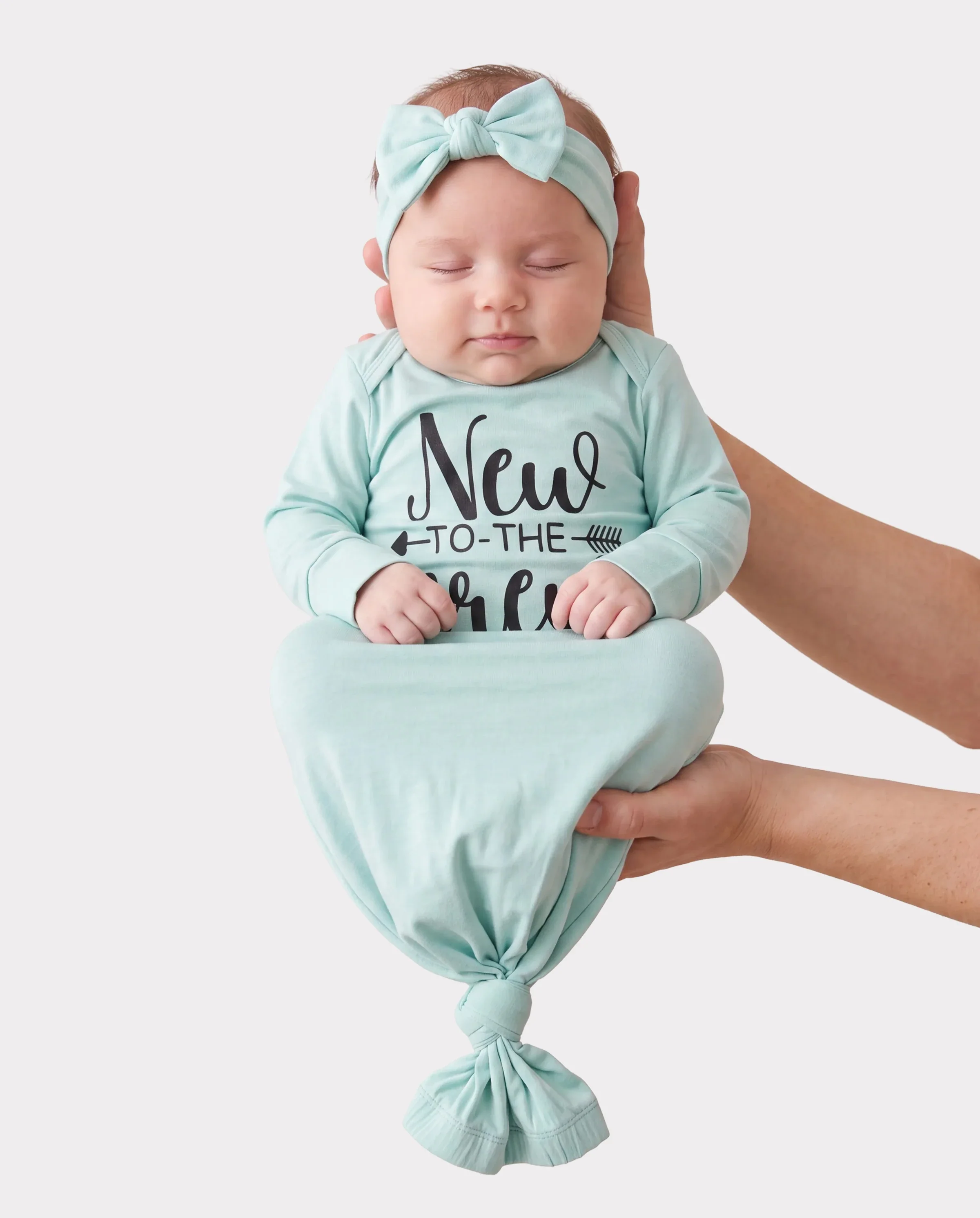 Baby / Girl Bamboo Sleeping Bag Infant Gown with Headband Light Green