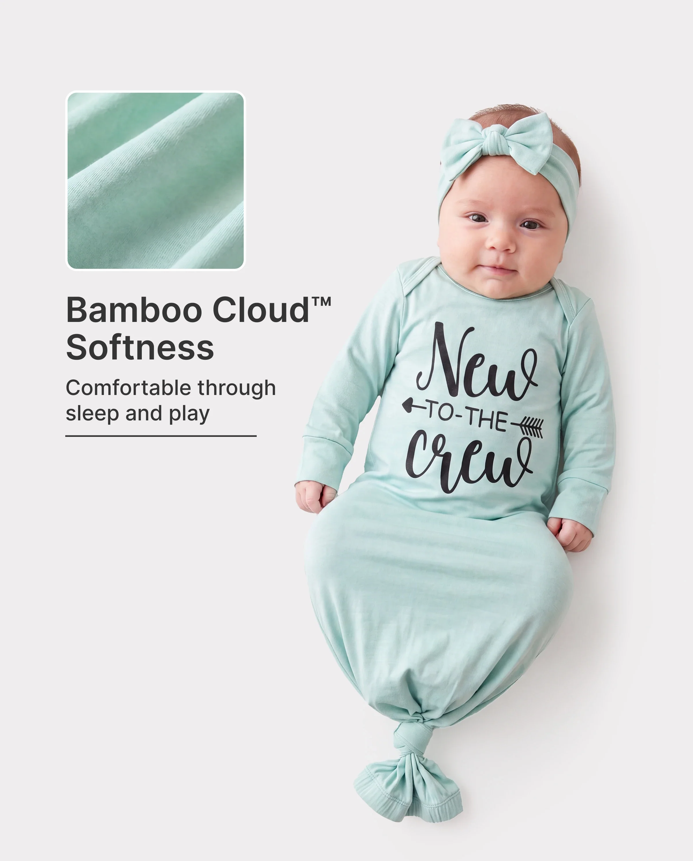 Baby / Girl Bamboo Sleeping Bag Infant Gown with Headband Light Green - Image 2