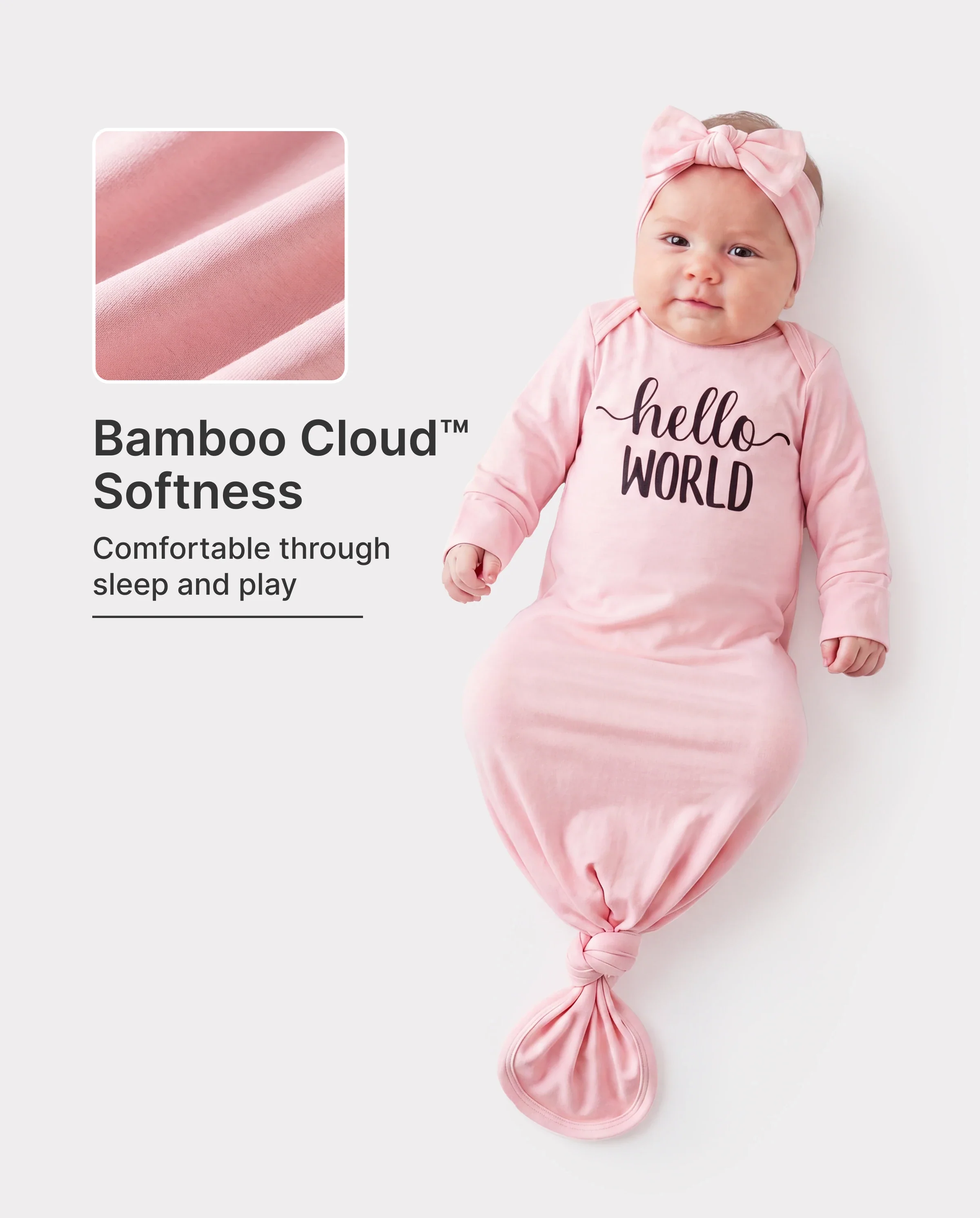 Baby / Girl Bamboo Sleeping Bag Infant Gown with Headband Pink - Image 2