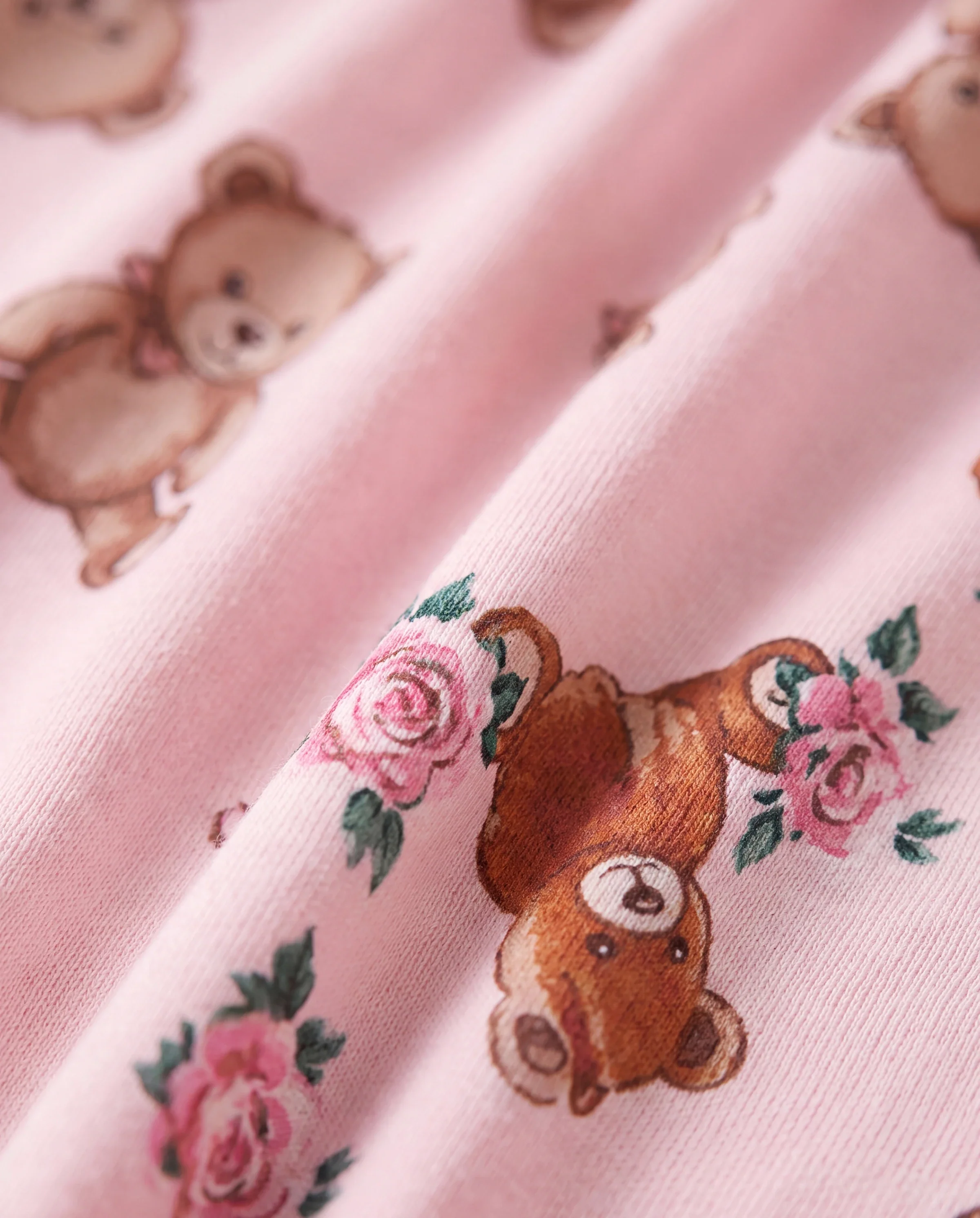 Baby Girl Bear Style Embroidered Floral Jumpsuit Pink - Image 5