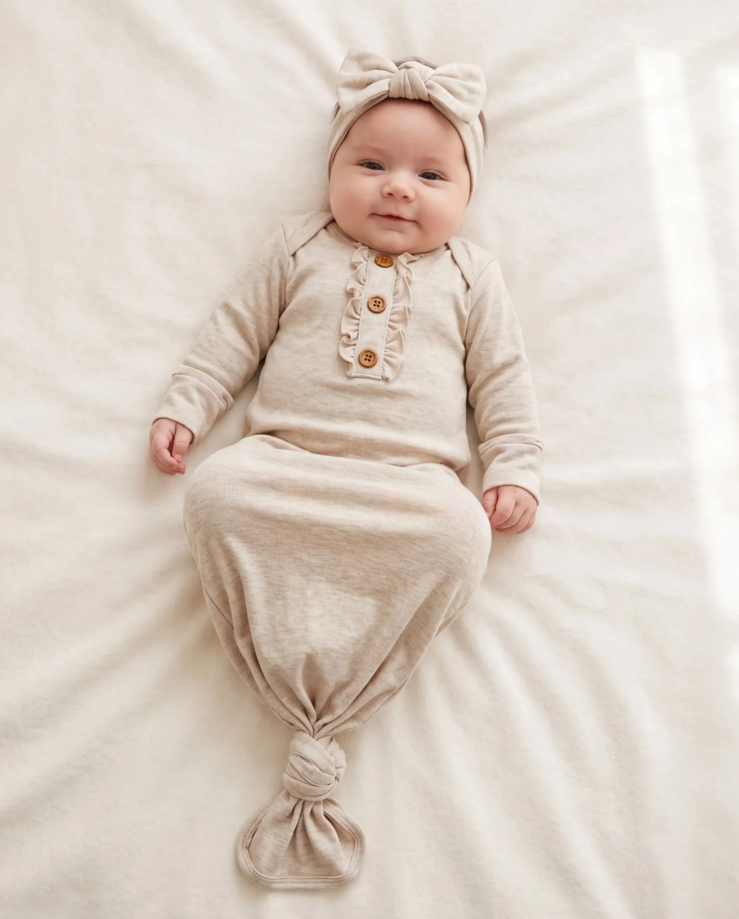 Baby Girl Wool Sleeping Bag Infant Gown with Headband Apricot - Image 3