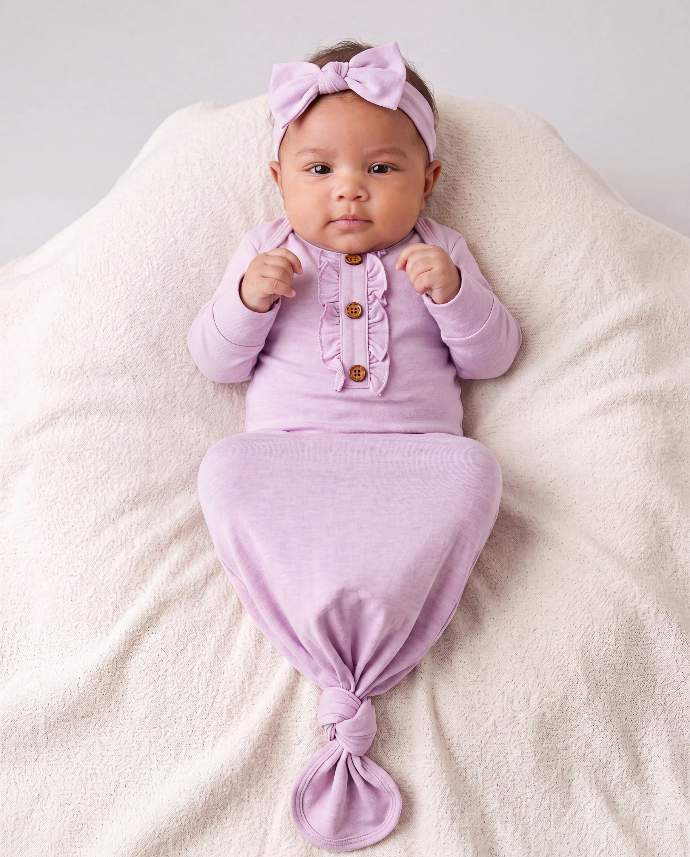 Baby Girl Wool Sleeping Bag Infant Gown with Headband Pink - Image 3