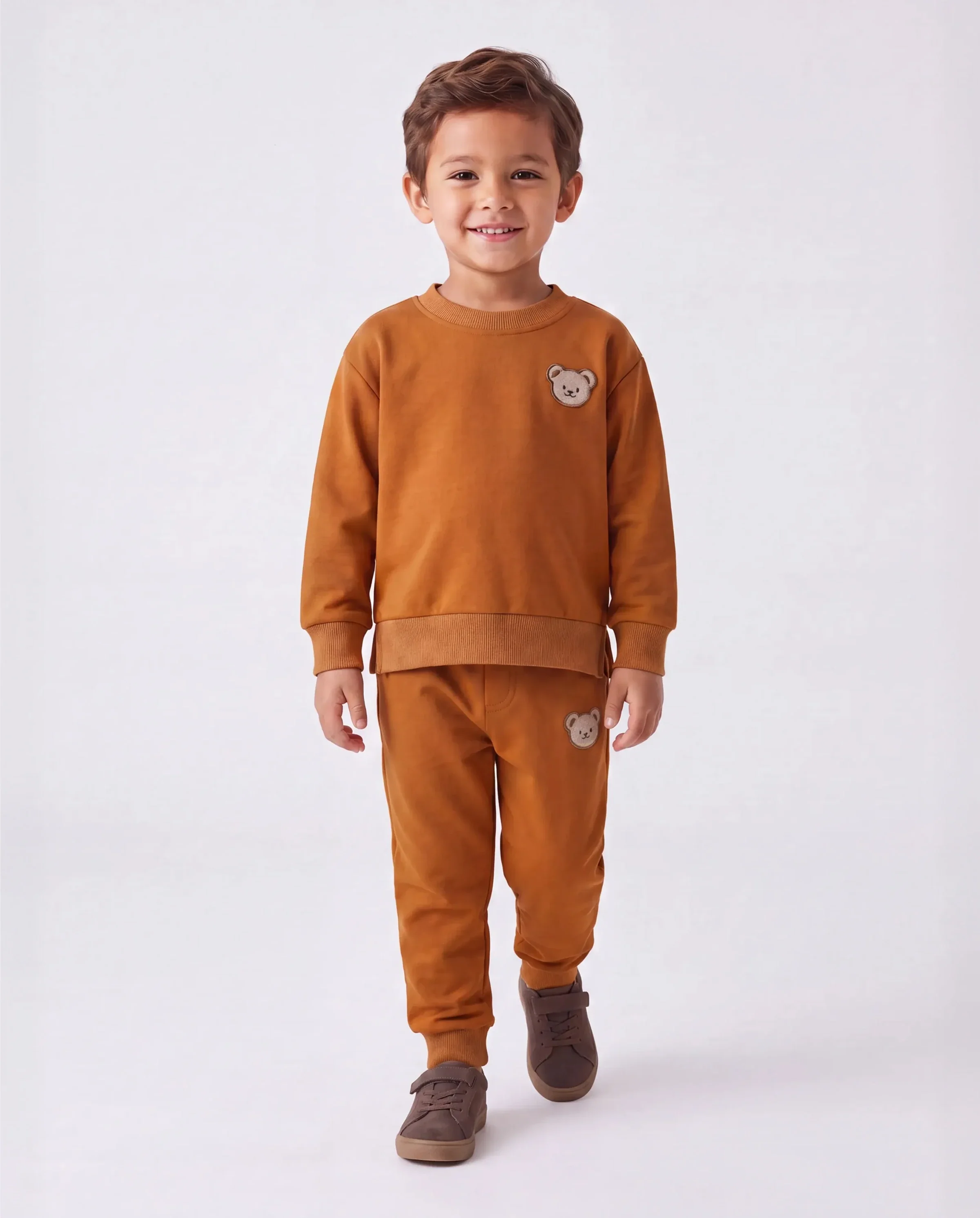 Baby/Toddler Boy Clothes 2pcs Bear Style Sweatshirt and Pants Set Brown - Image 2
