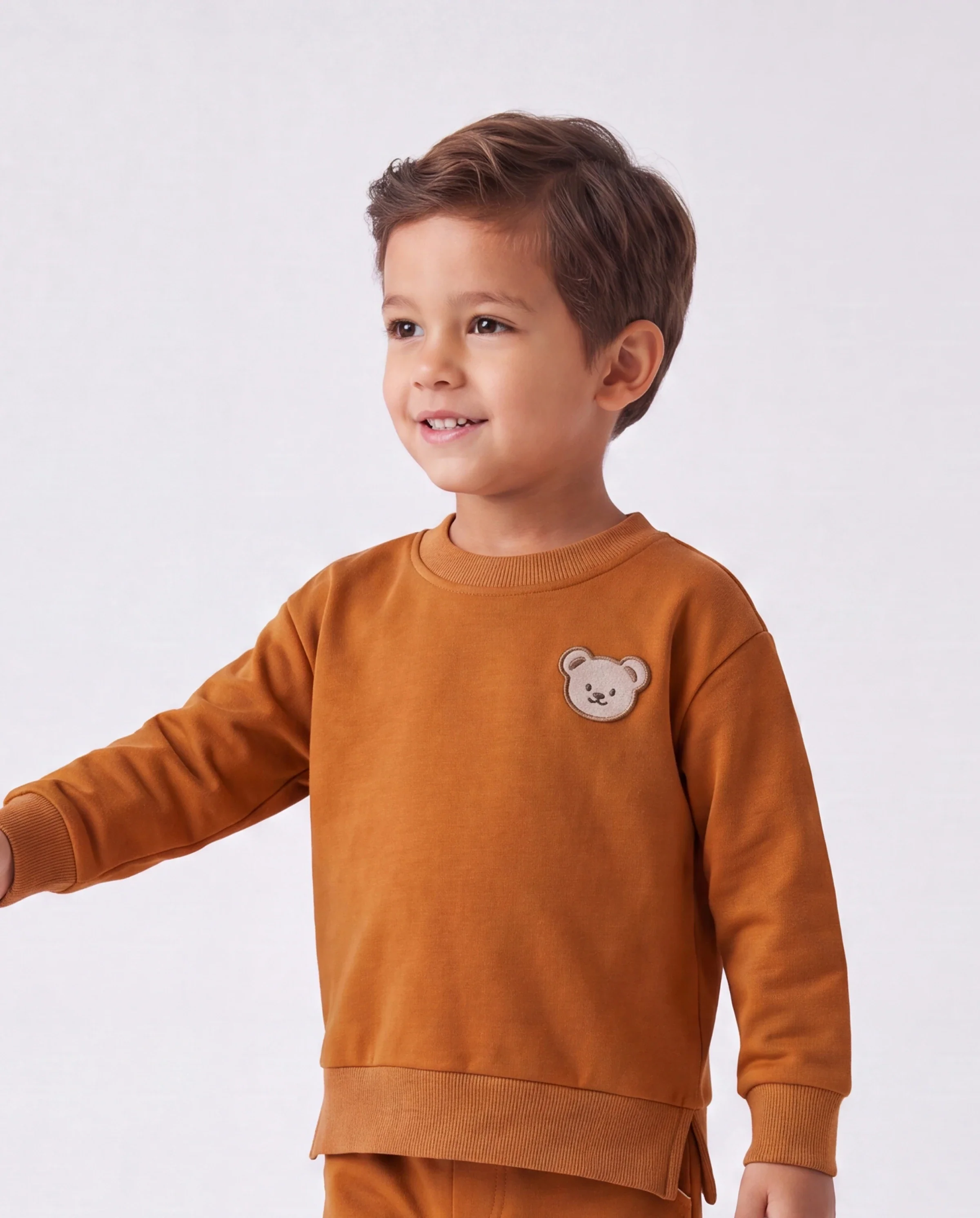 Baby/Toddler Boy Clothes 2pcs Bear Style Sweatshirt and Pants Set Brown - Image 3