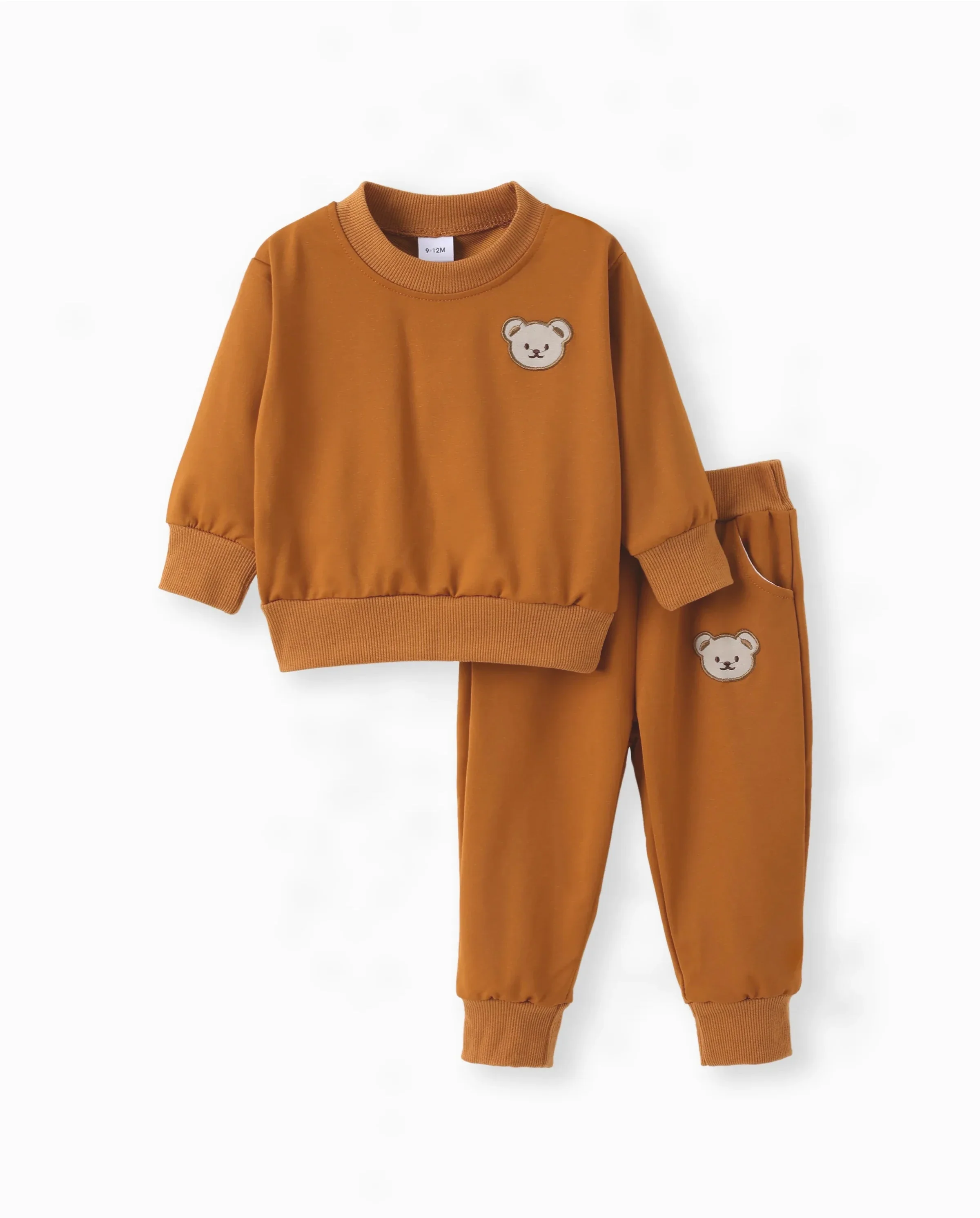 Baby/Toddler Boy Clothes 2pcs Bear Style Sweatshirt and Pants Set Brown - Image 7