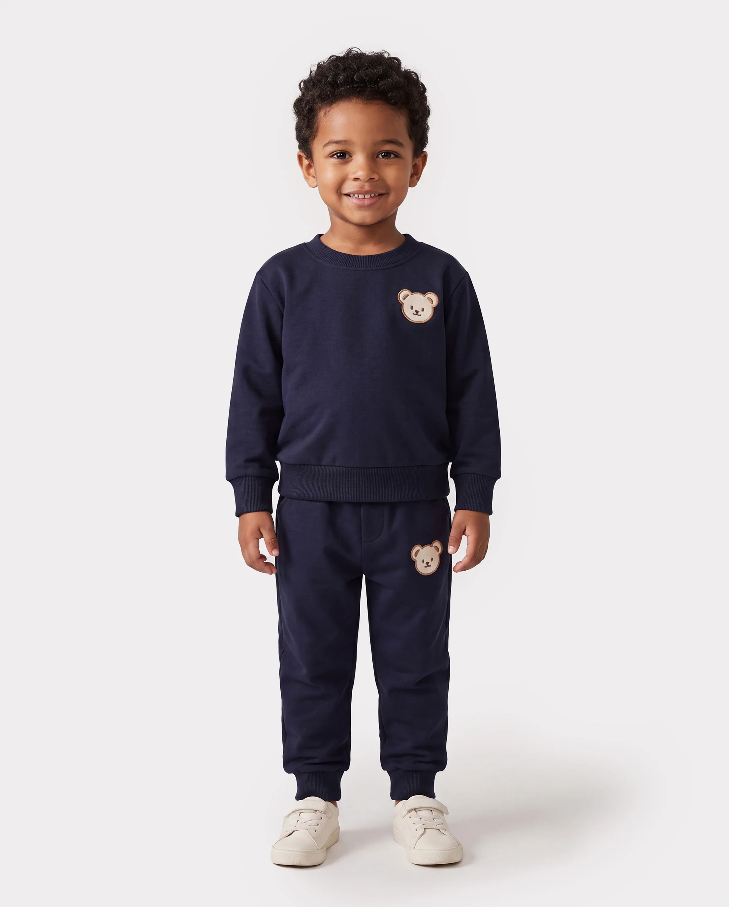 Baby/Toddler Girl/Boy Clothes 2pcs Bear Style Sweatshirt and Pants Set Dark Blue
