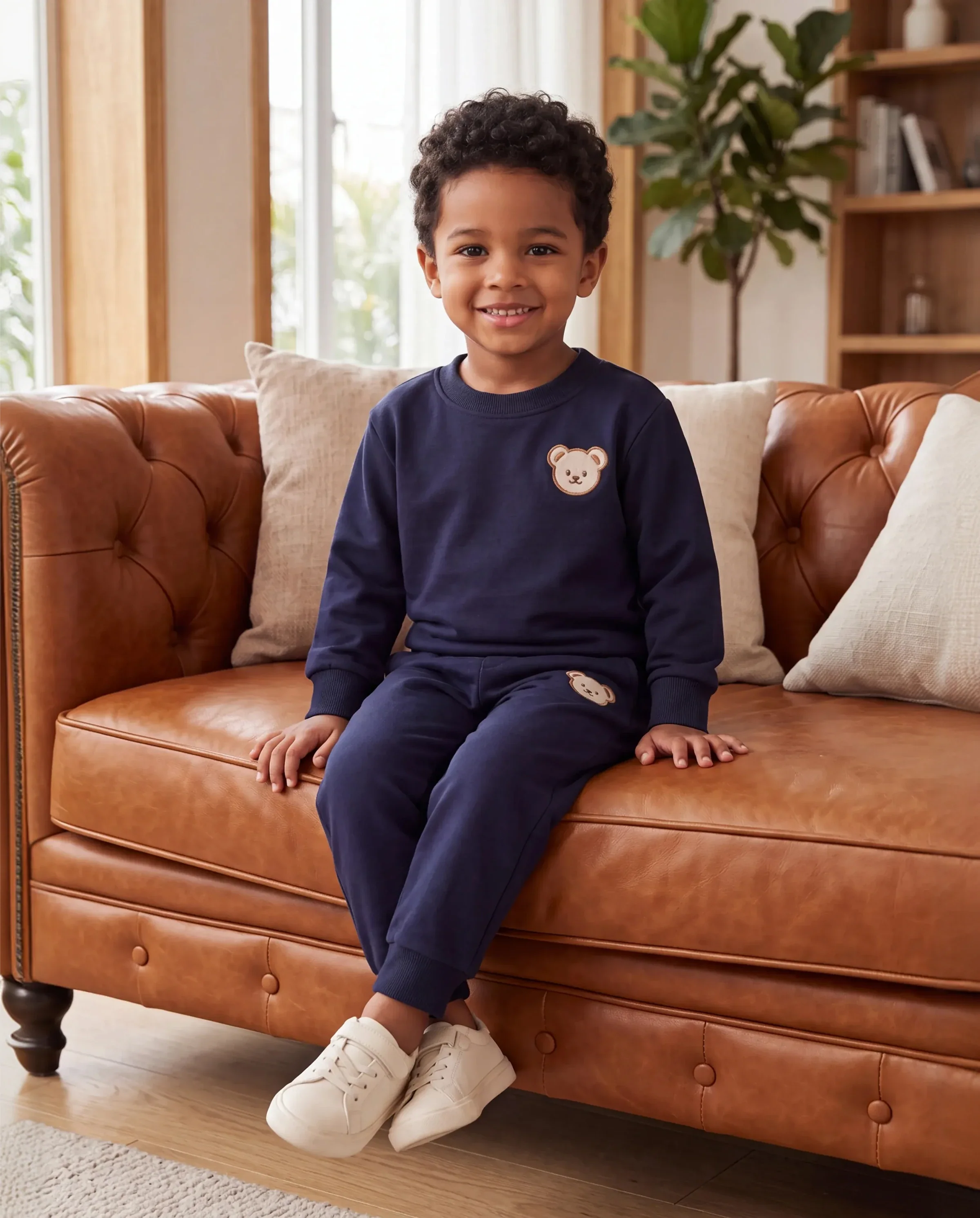 Baby/Toddler Girl/Boy Clothes 2pcs Bear Style Sweatshirt and Pants Set Dark Blue - Image 8