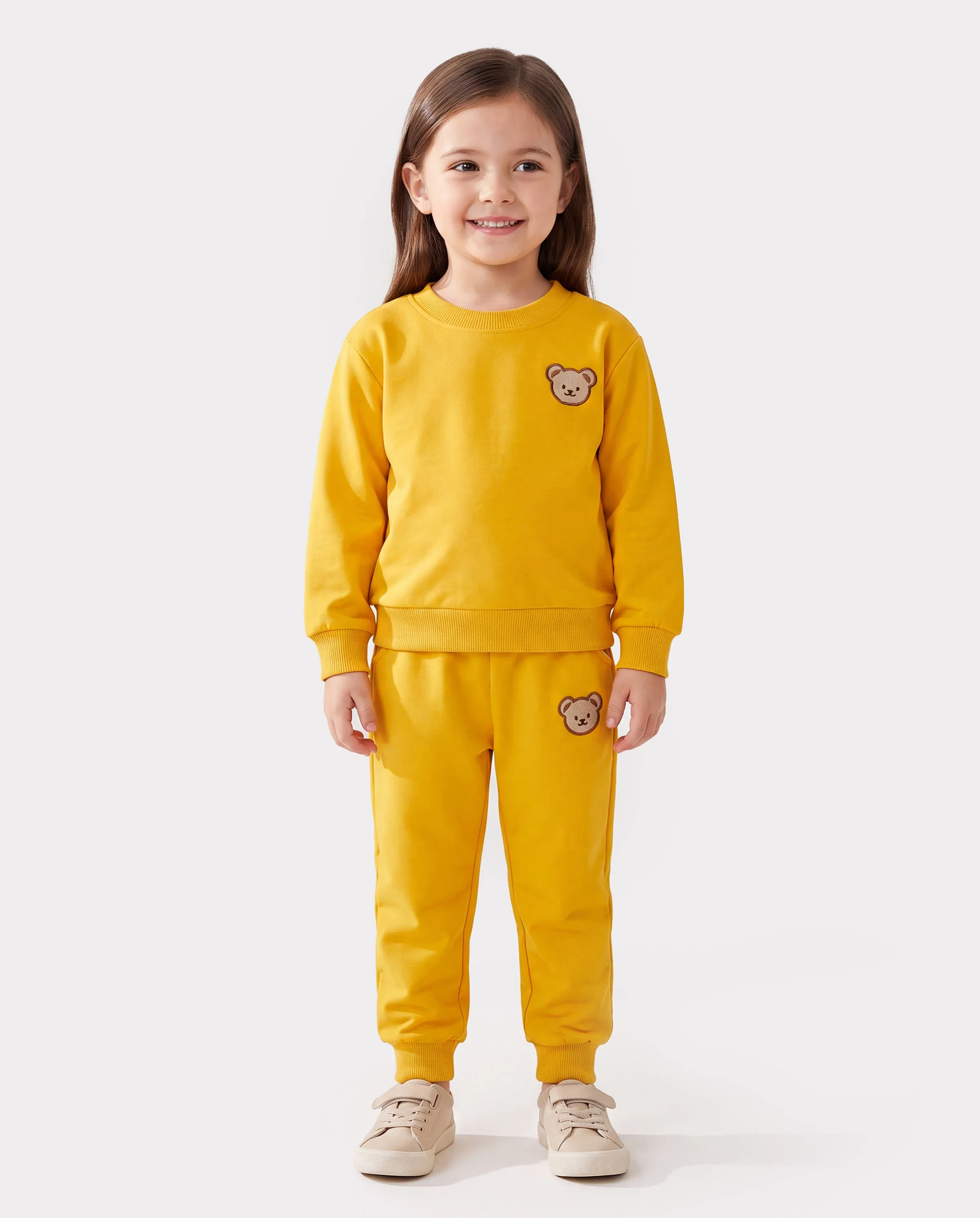 Baby/Toddler Girl/Boy Clothes 2pcs Bear Style Sweatshirt and Pants Set Yellow