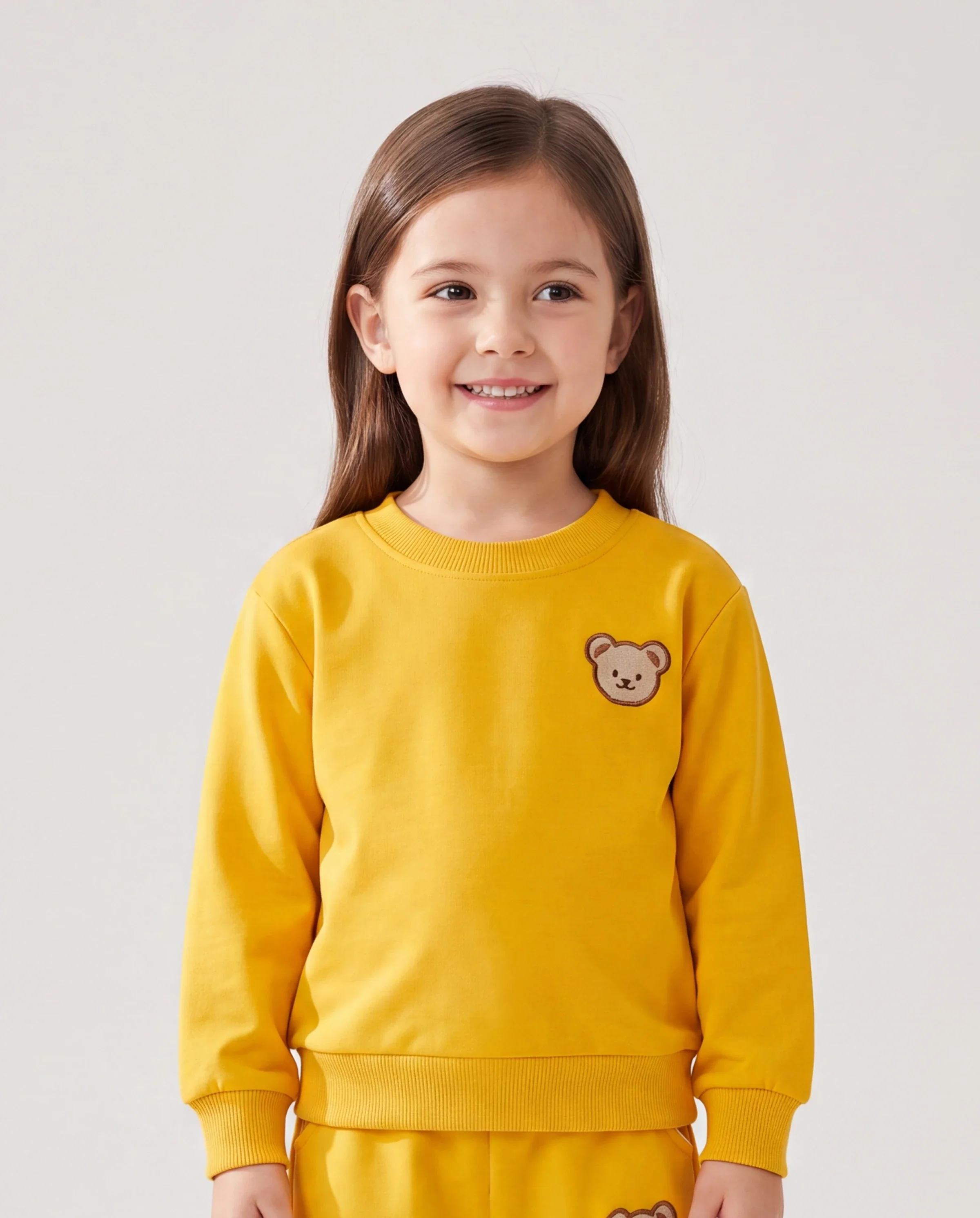 Baby/Toddler Girl/Boy Clothes 2pcs Bear Style Sweatshirt and Pants Set Yellow - Image 3