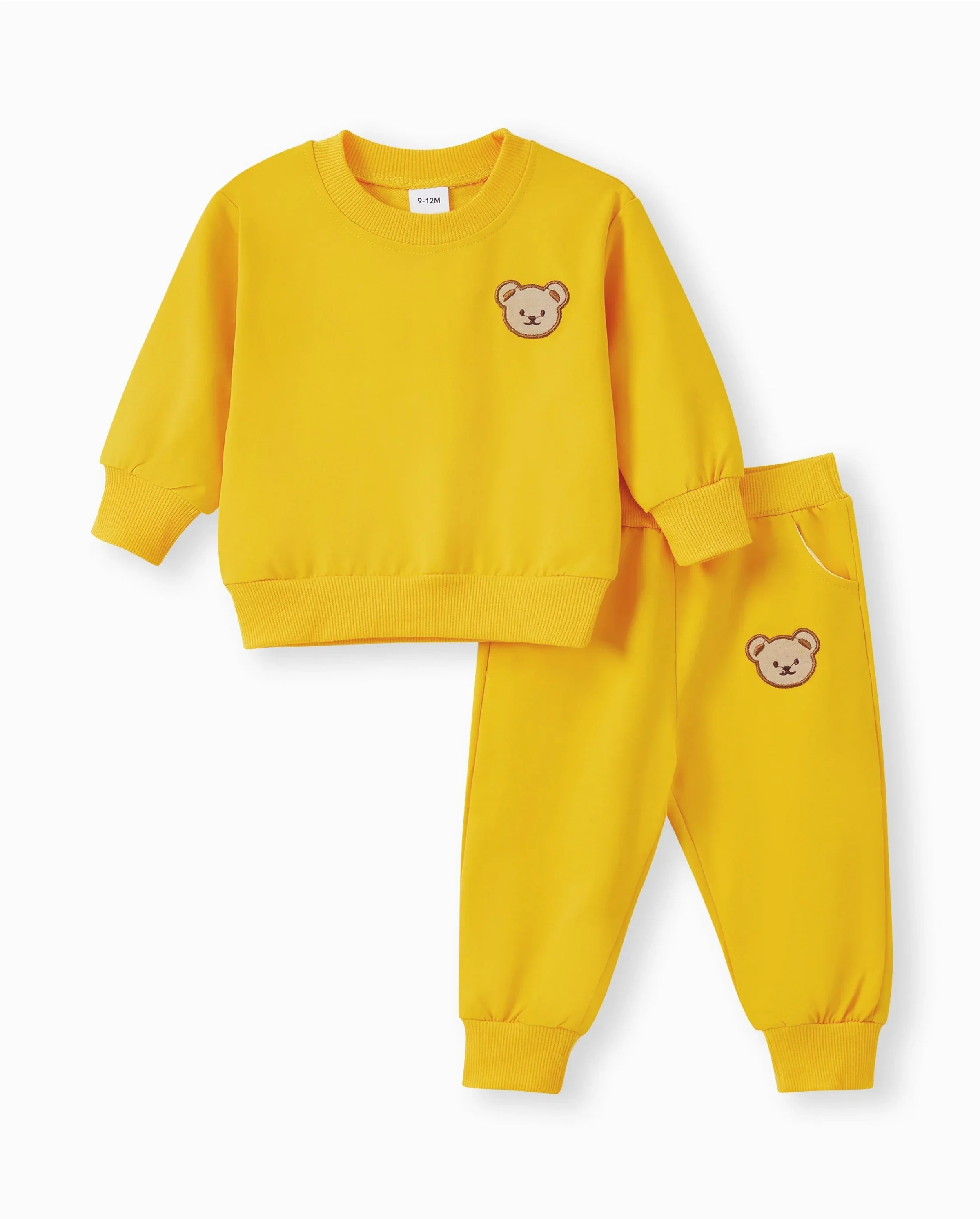 Baby/Toddler Girl/Boy Clothes 2pcs Bear Style Sweatshirt and Pants Set Yellow - Image 7