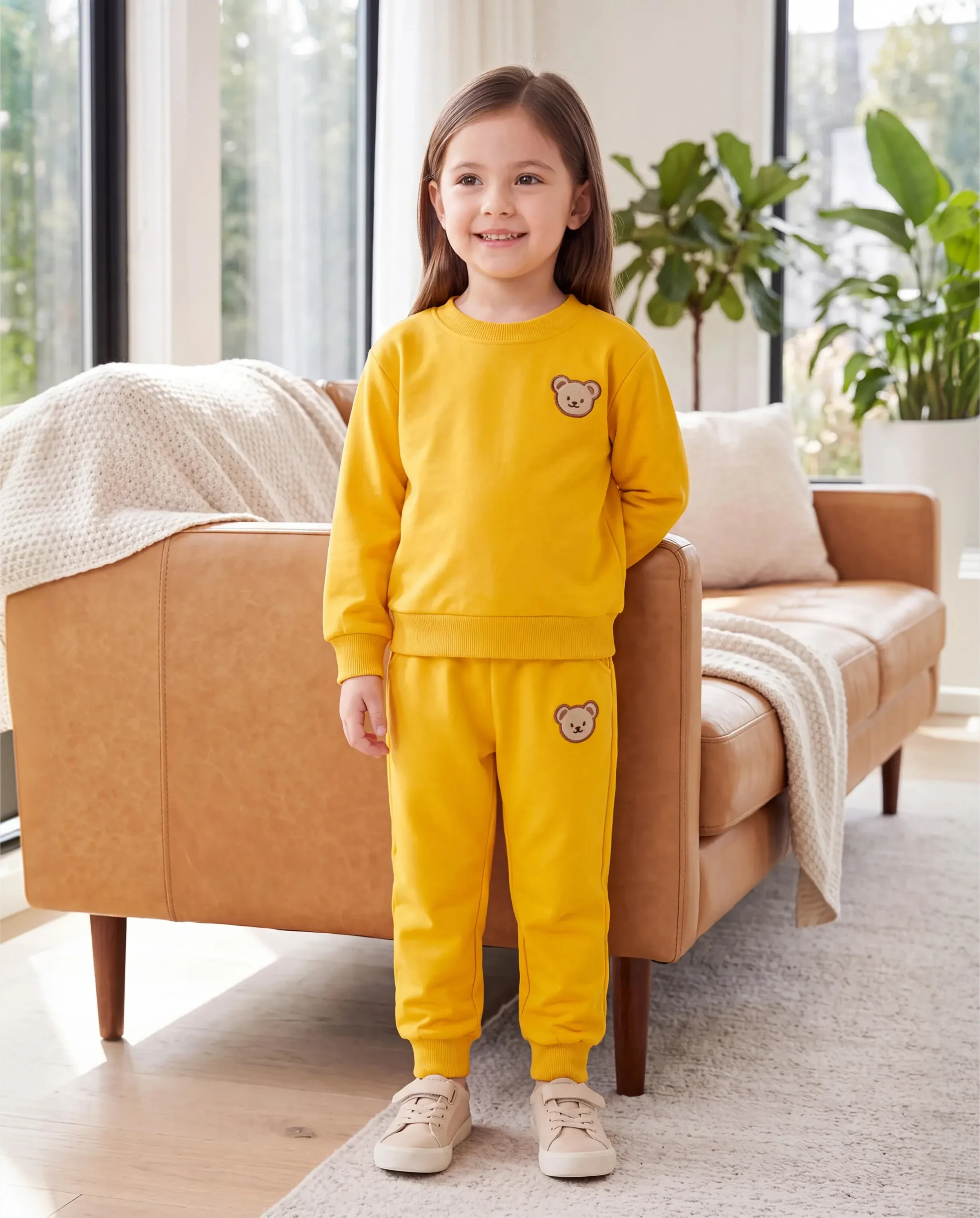 Baby/Toddler Girl/Boy Clothes 2pcs Bear Style Sweatshirt and Pants Set Yellow - Image 8