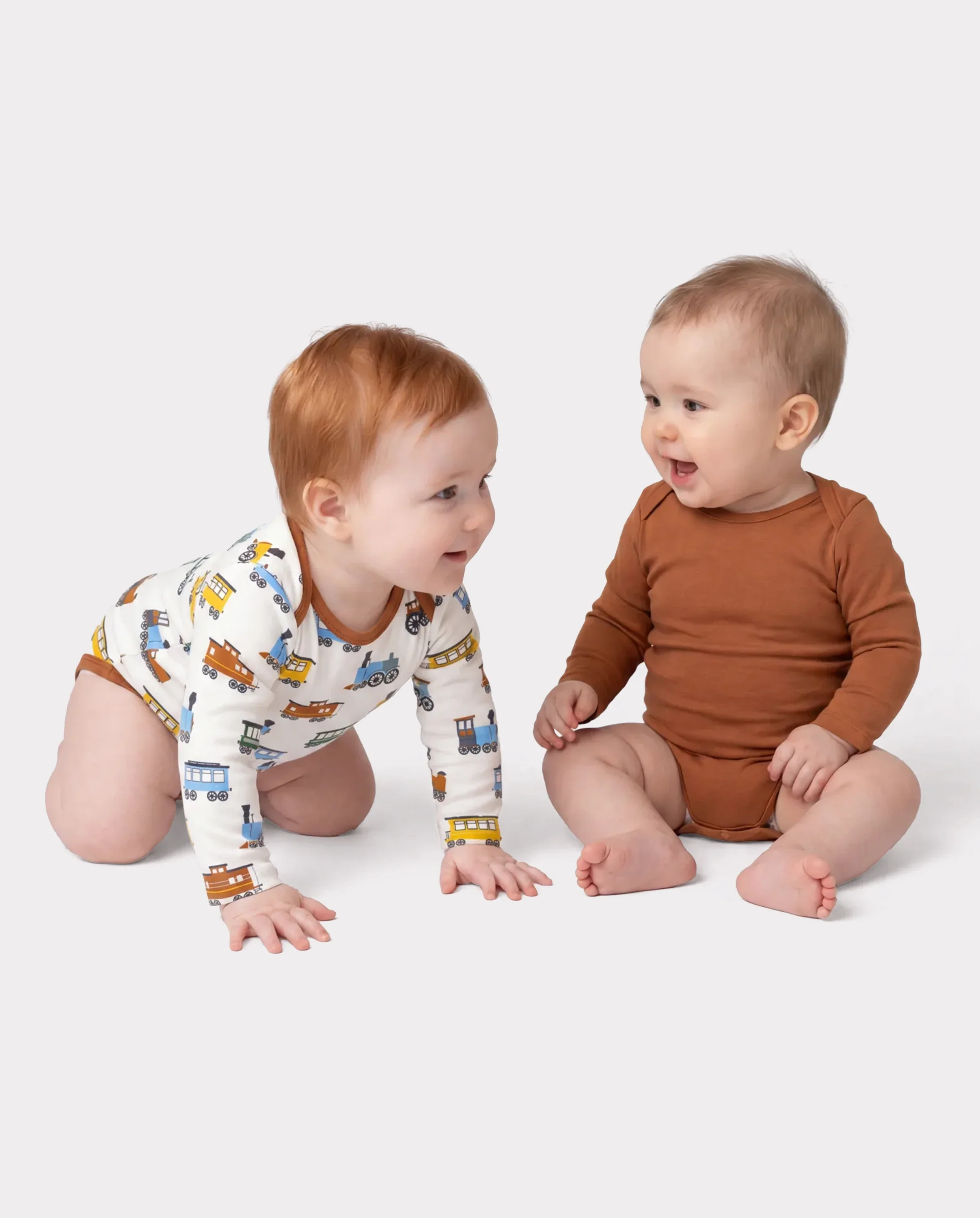 Bamboo Baby Bodysuits 2-piece Flora Long Sleeve Rompers for Baby Girls Infant Brown - Image 4